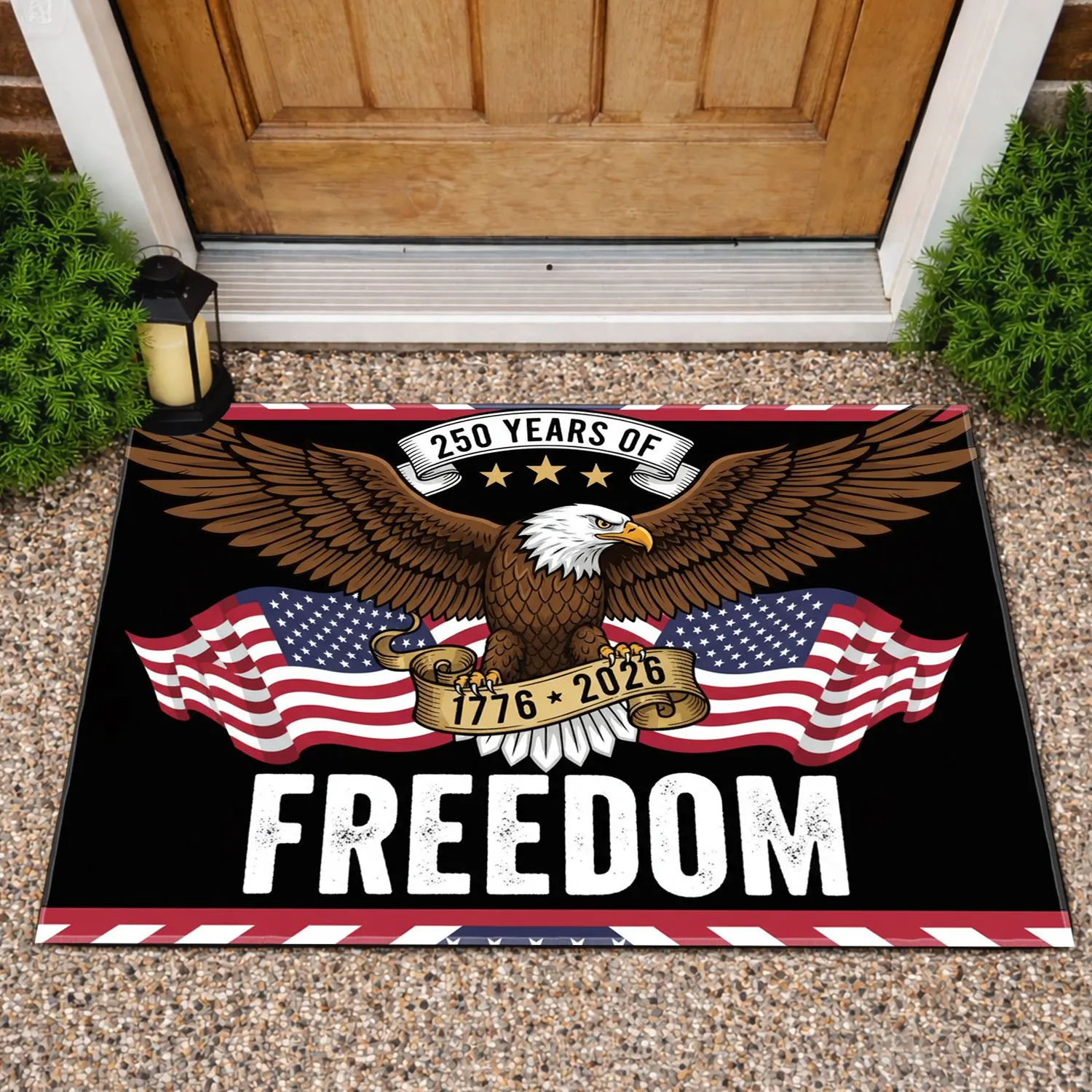 Bald Eagle American Flag 1776-2026 - USA 250th Anniversary Independence Day Heritage Doormat - 1