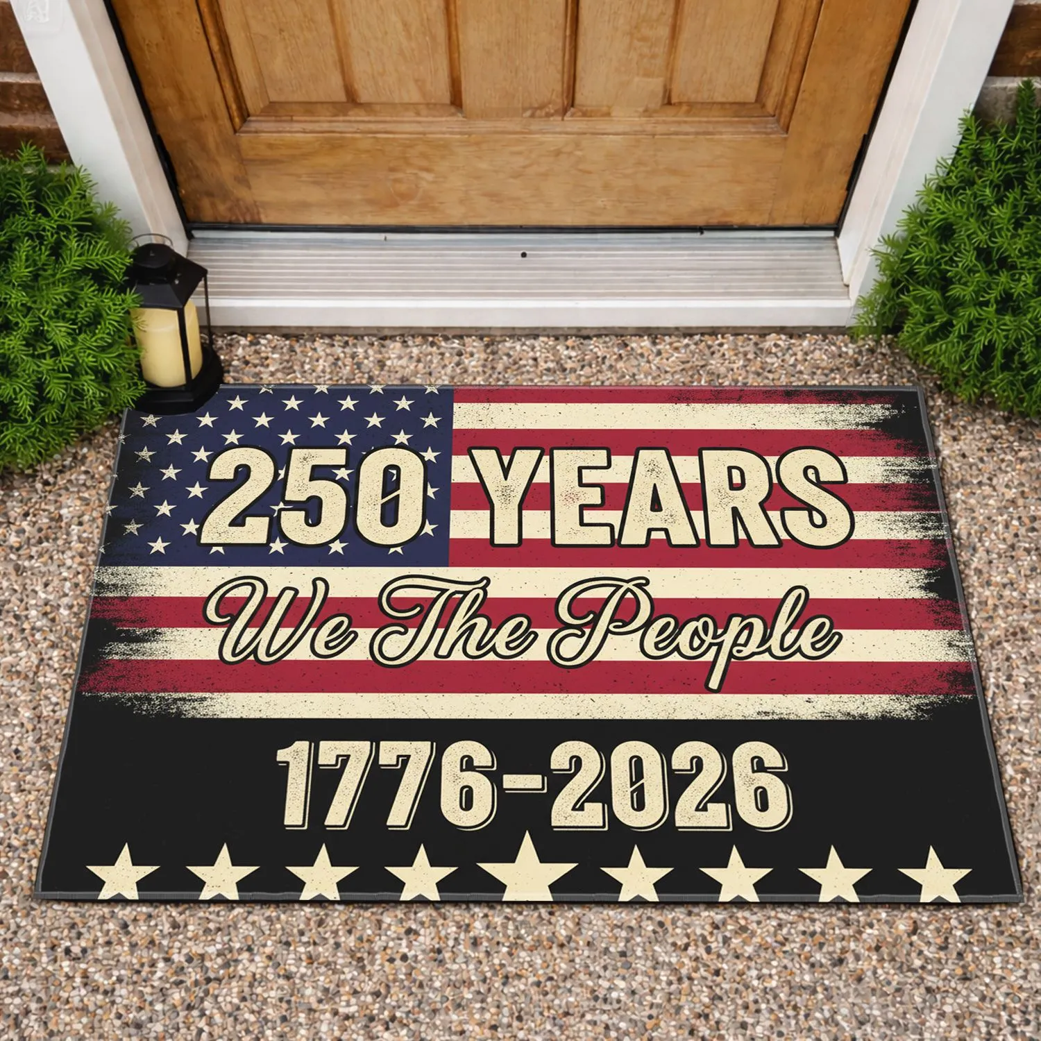 We The People Distressed Flag 1776-2026 - USA 250th Anniversary Patriotic Gift for Veterans Doormat - 1