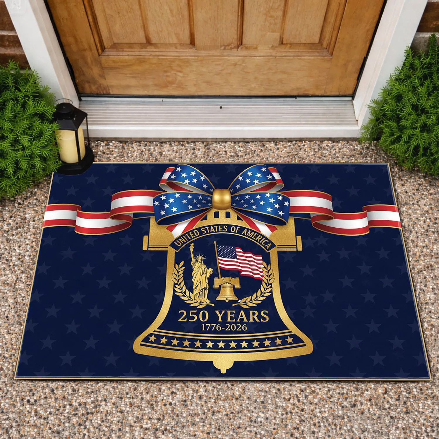 Liberty Bell Statue of Liberty US Flag 1776-2026 - USA 250th Anniversary Patriotic Doormat - 1