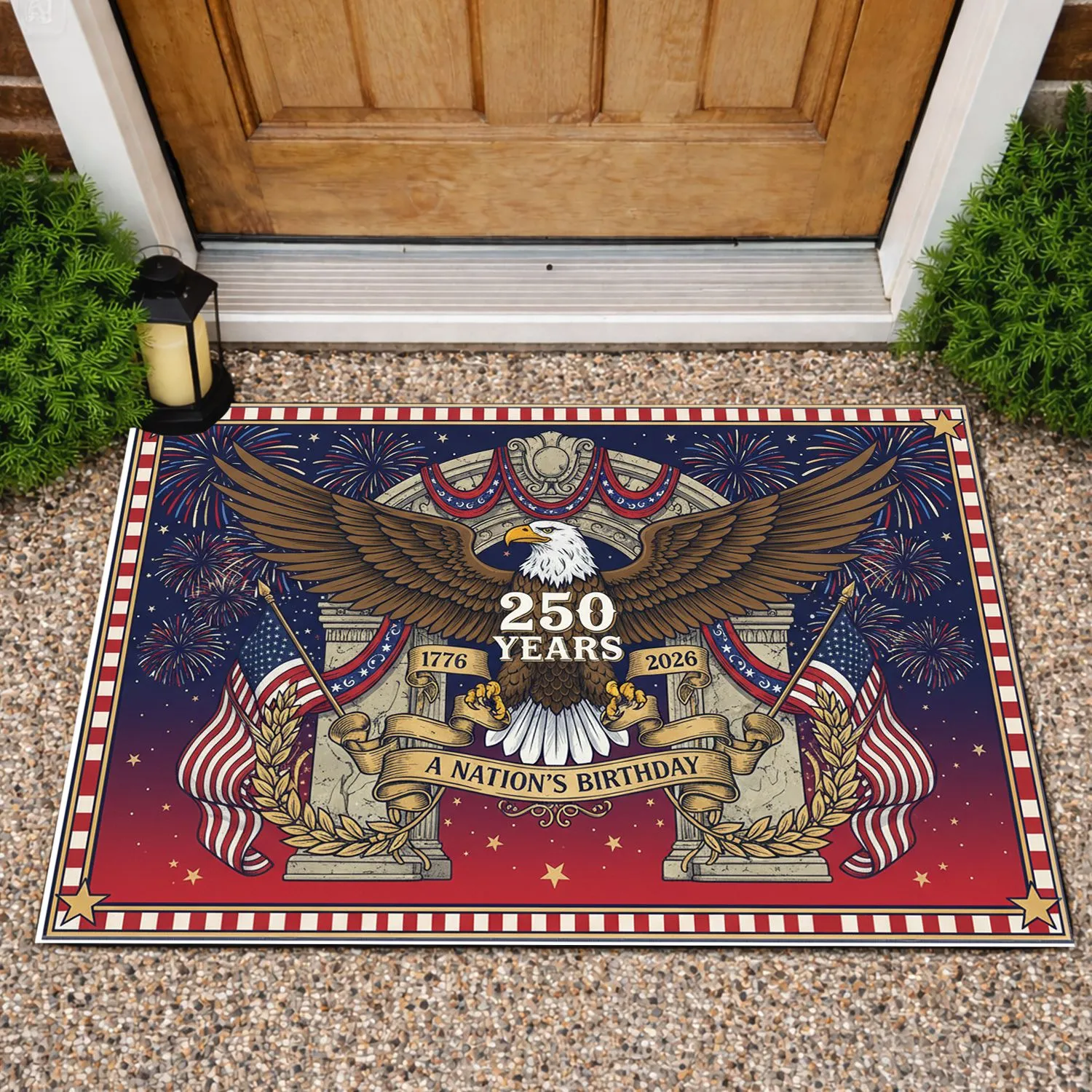 Bald Eagle American Flag 1776-2026 - USA 250th Anniversary Patriotic Celebration Doormat - 1
