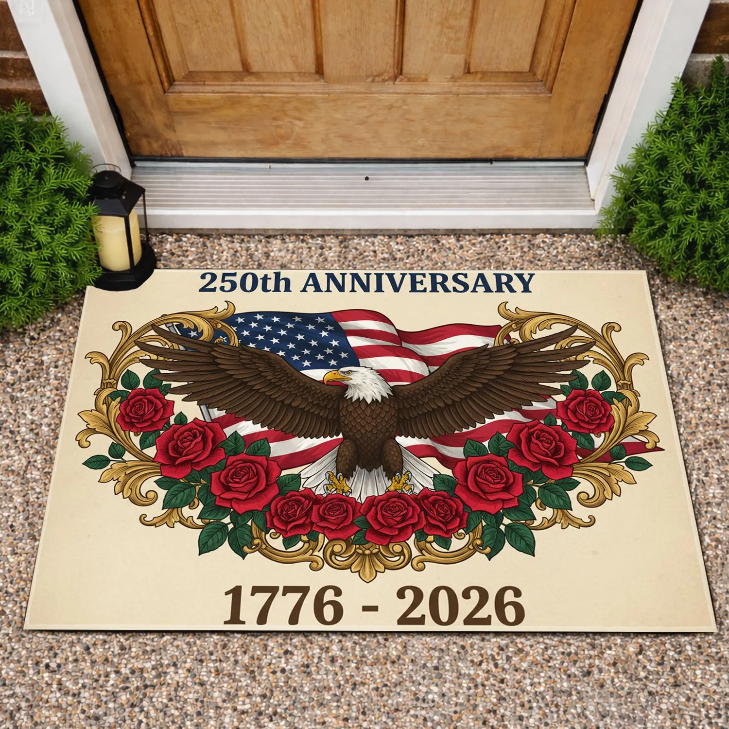 Bald Eagle American Flag 1776-2026 - USA 250th Anniversary Freedom Celebration Doormat - 1