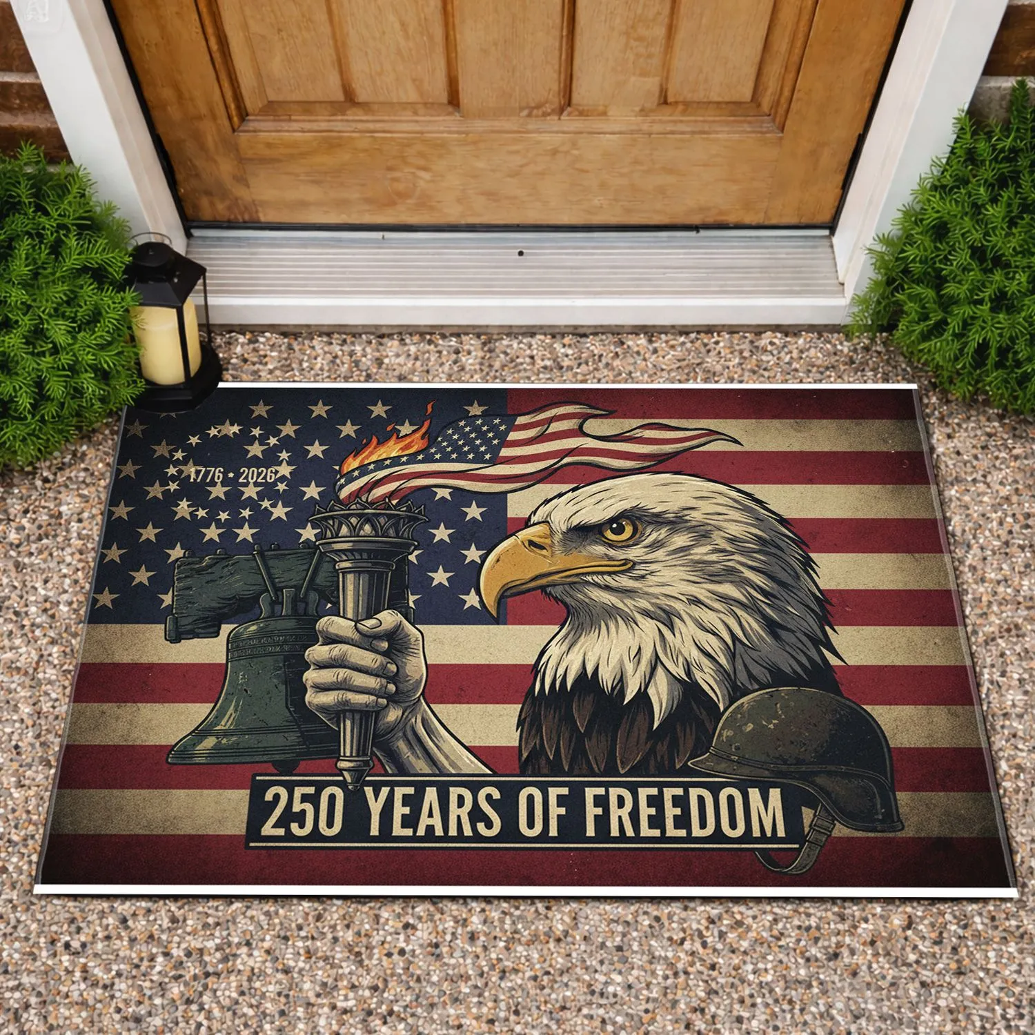 Bald Eagle American Flag Liberty Torch 1776-2026 - USA 250th Anniversary Freedom Doormat - 1