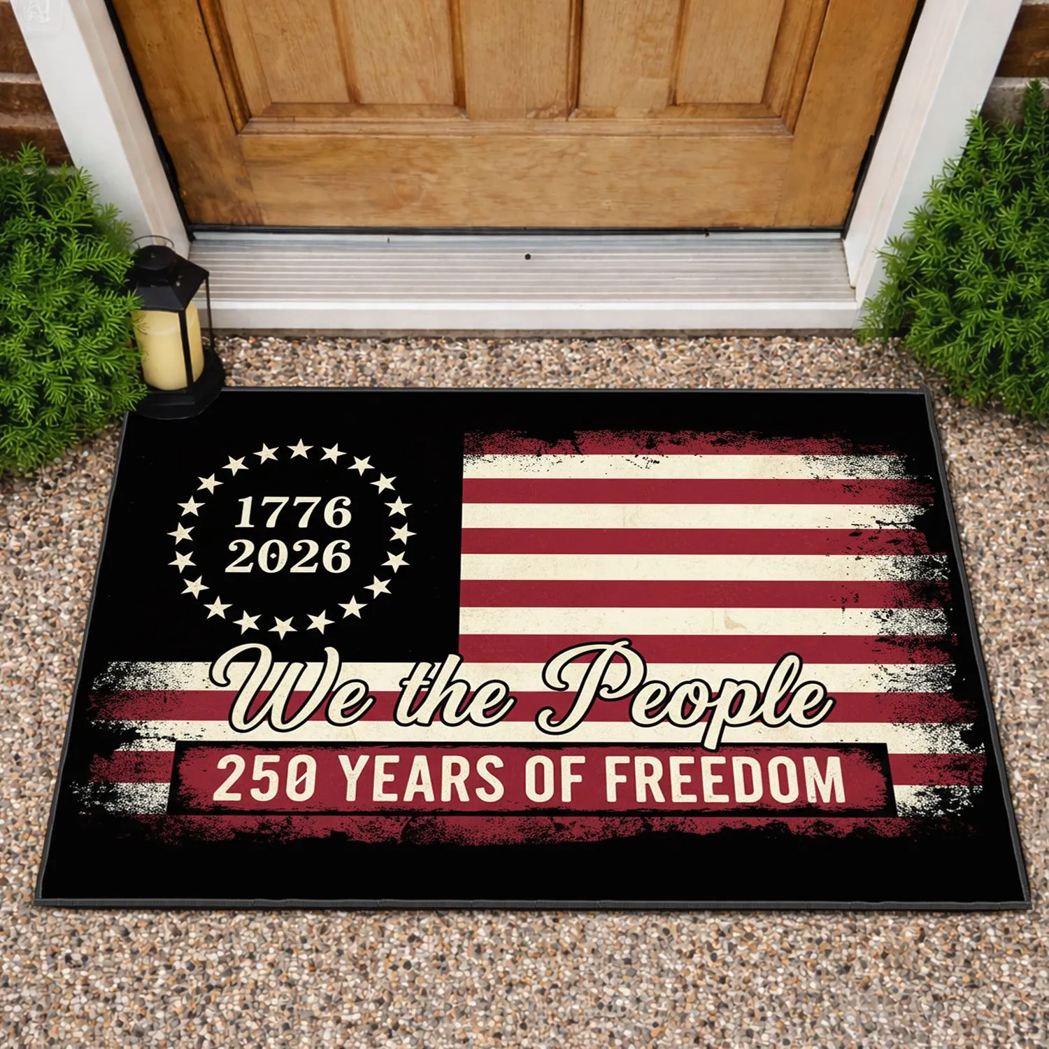 Distressed American Flag We The People 1776-2026 - USA 250 Years of Freedom for Veterans Doormat - 1