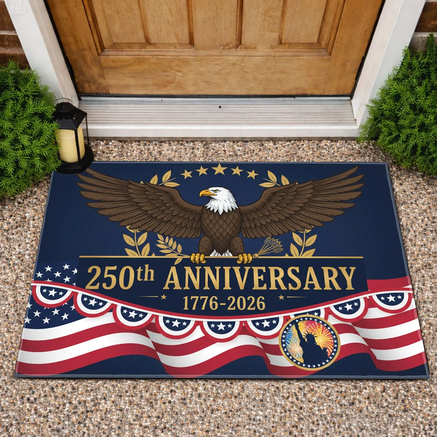 USA 250th Anniversary Bald Eagle American Flag 1776-2026 Patriotic Independence Day Doormat - 1