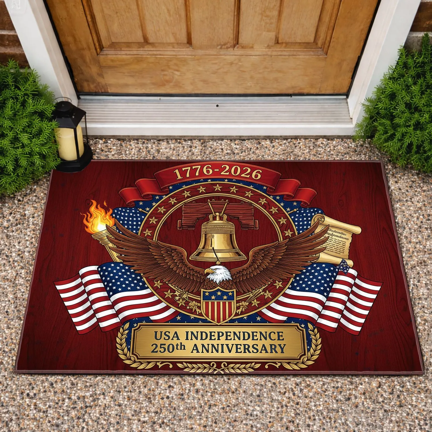Bald Eagle Liberty Bell American Flag 1776-2026 - USA 250th Anniversary Independence Day Doormat - 1