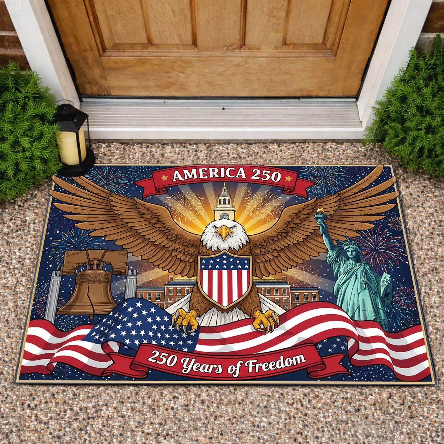 Bald Eagle American Flag 1776-2026 - USA 250 Years of Freedom Anniversary Doormat - 1