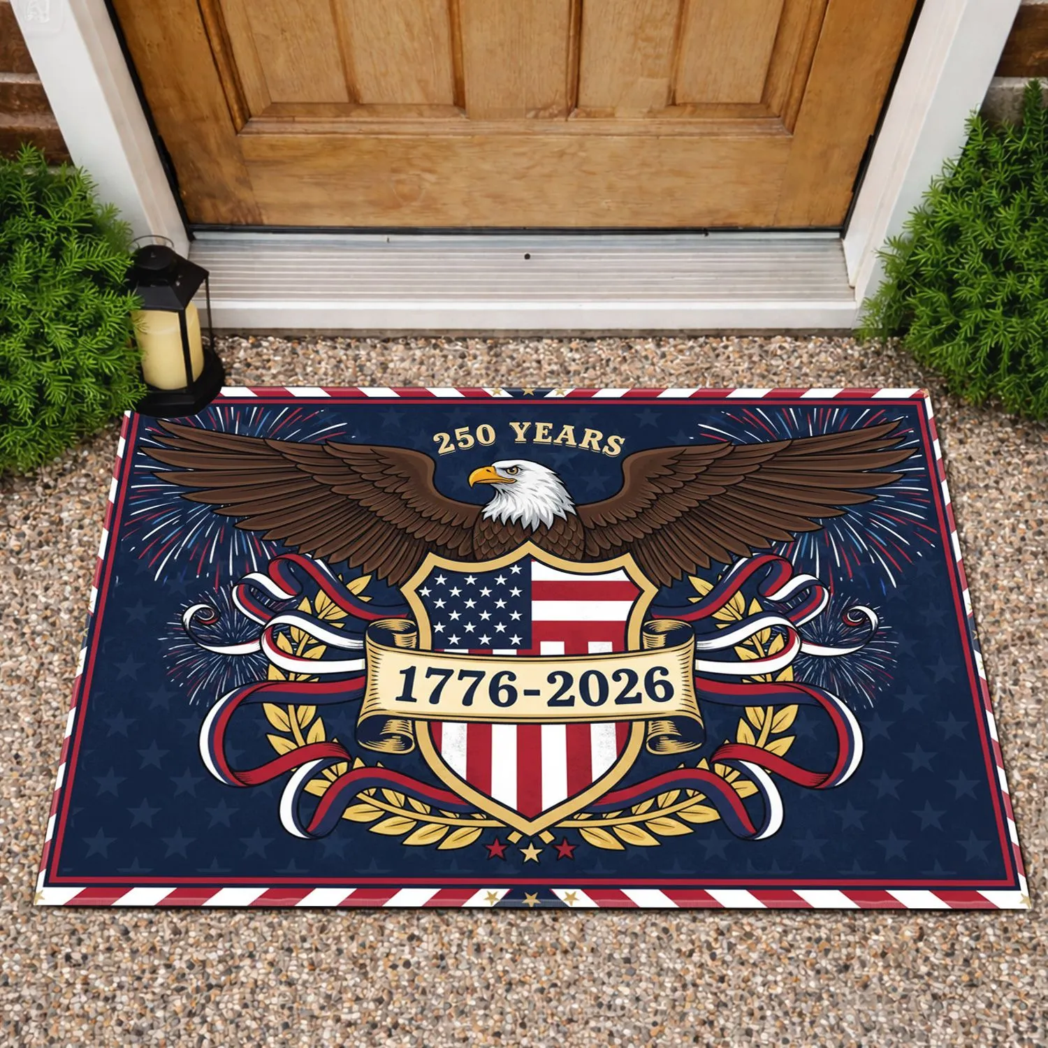 Bald Eagle American Flag 1776-2026 - USA 250th Anniversary Patriotic Gift for Veterans Doormat - 1