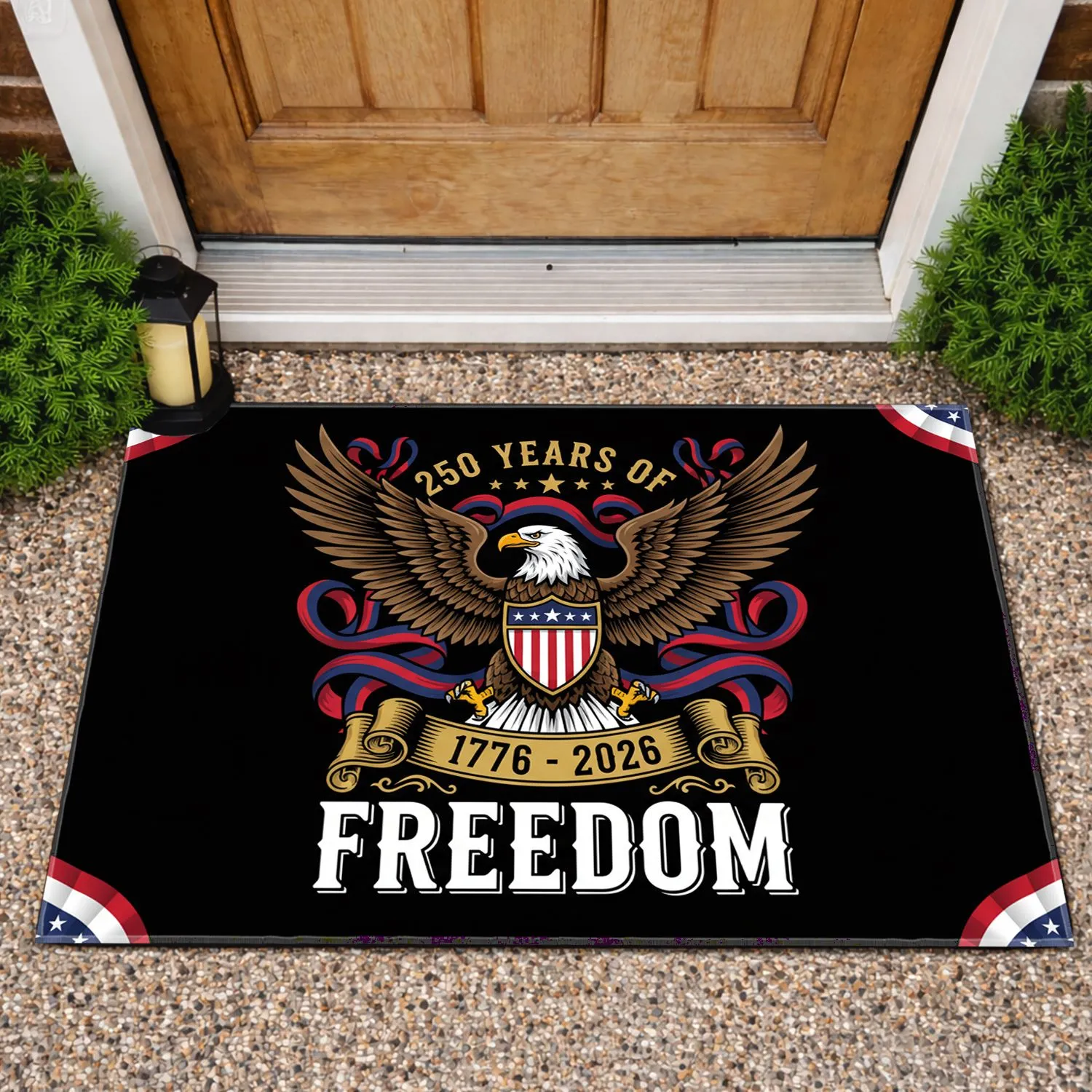 Bald Eagle American Flag 1776-2026 - USA 250th Anniversary Independence Day for Veterans Doormat - 1