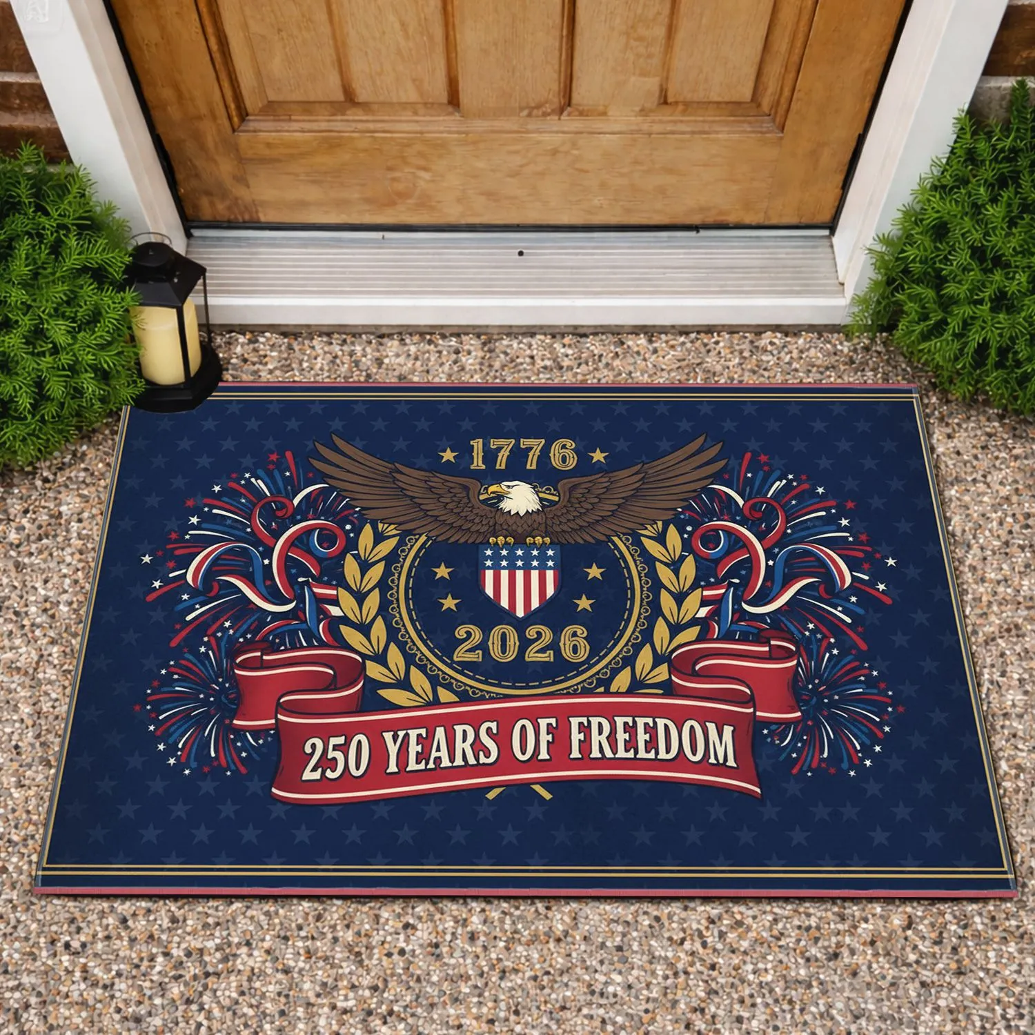 Bald Eagle American Flag 1776-2026 - USA 250th Anniversary Patriotic Freedom Celebration Doormat - 1