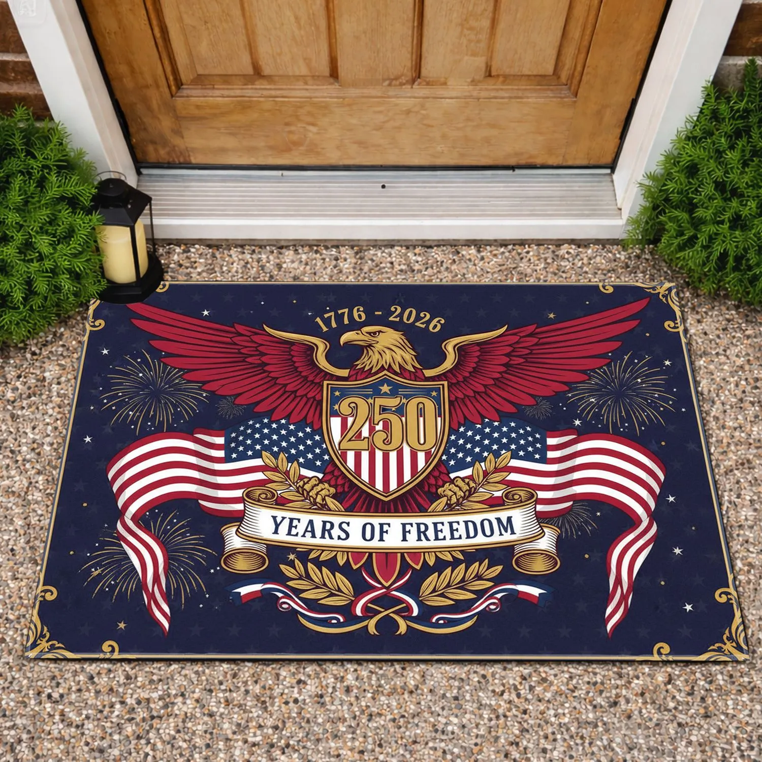 Bald Eagle American Flag 1776-2026 - USA 250th Anniversary Independence Day Gift Doormat - 1