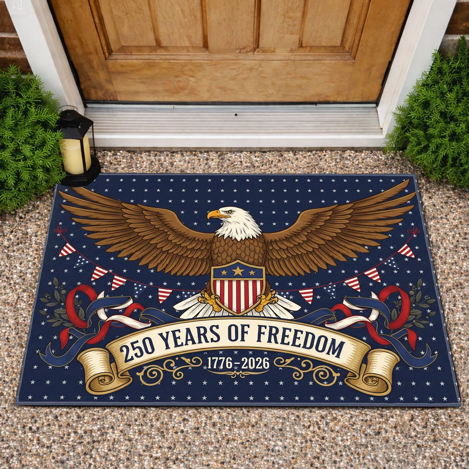 Bald Eagle American Flag 1776-2026 - USA 250th Anniversary Patriotic Gift for Veterans Doormat - 1