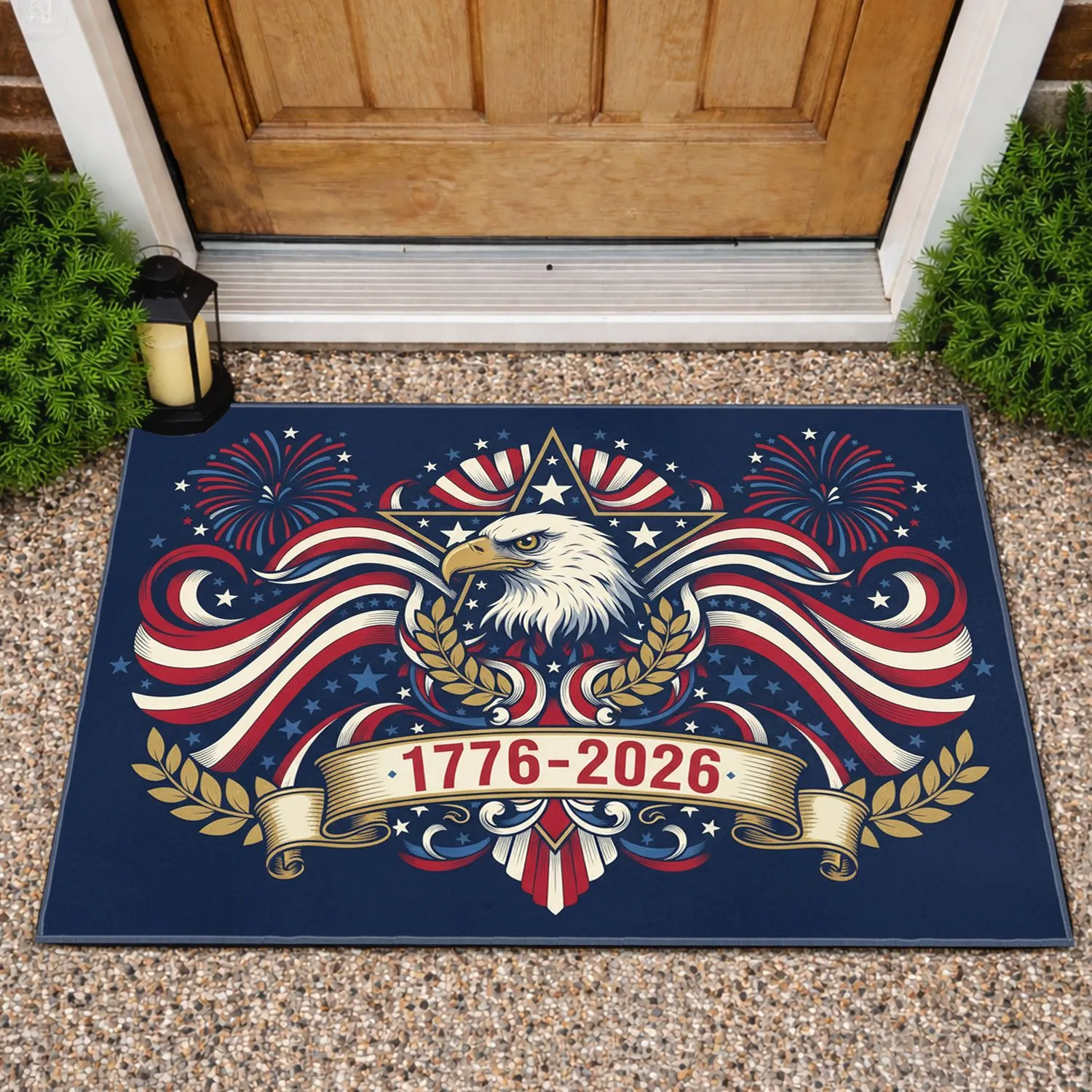 Bald Eagle American Flag 1776-2026 - USA 250th Anniversary Independence Day Gift for Veterans Doormat - 1