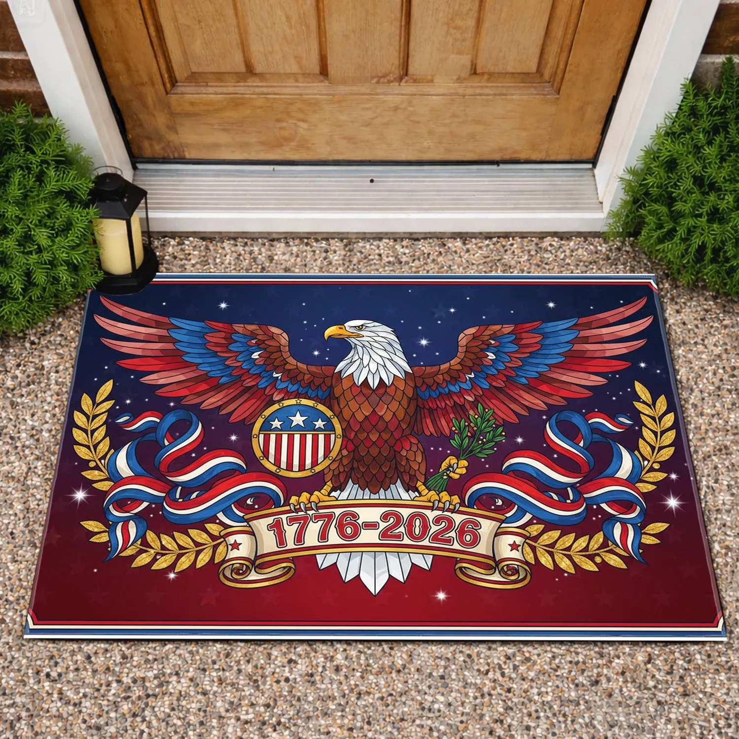 Bald Eagle American Flag 1776-2026 - USA 250th Anniversary Independence Day Gift Doormat - 1