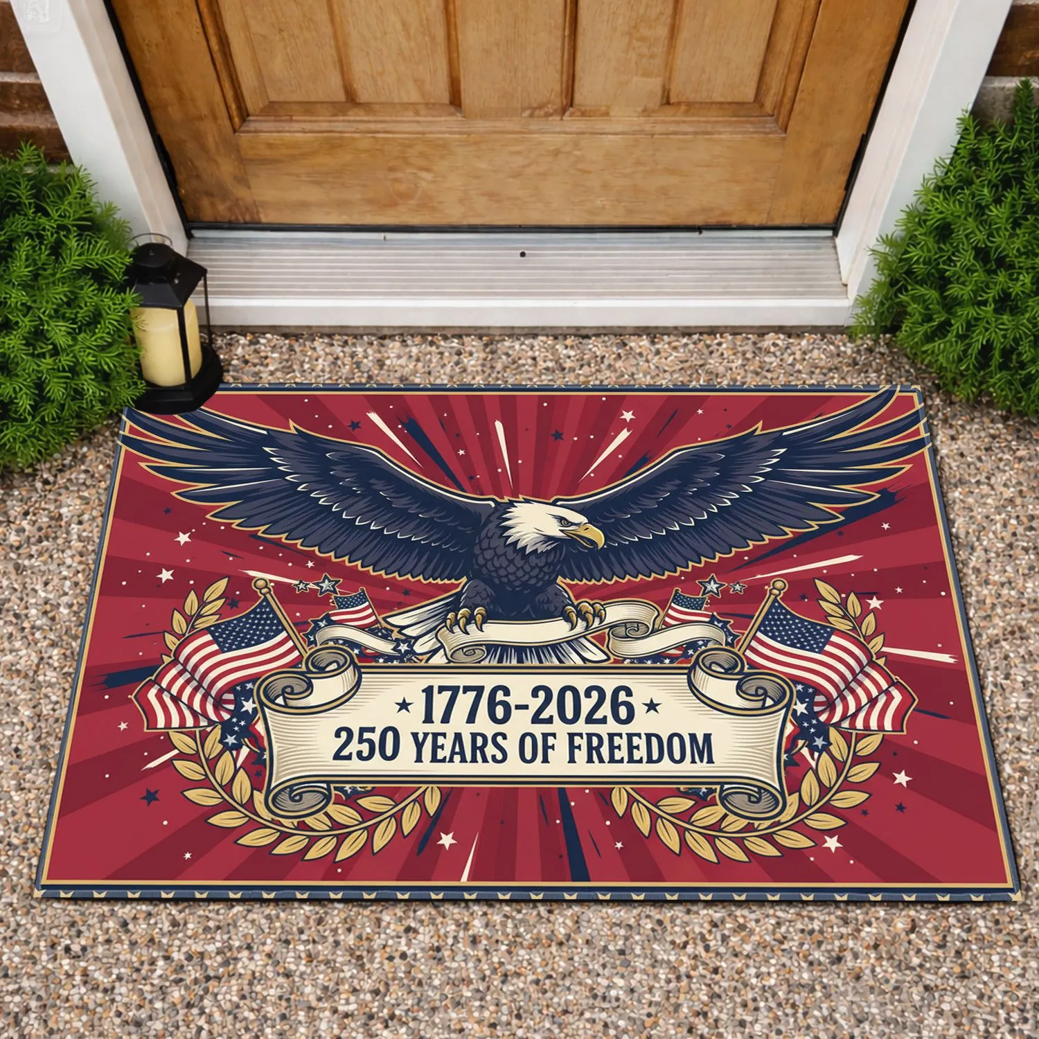 Bald Eagle American Flag 1776-2026 - USA 250th Anniversary Independence Day Gift for Veterans Doormat - 1