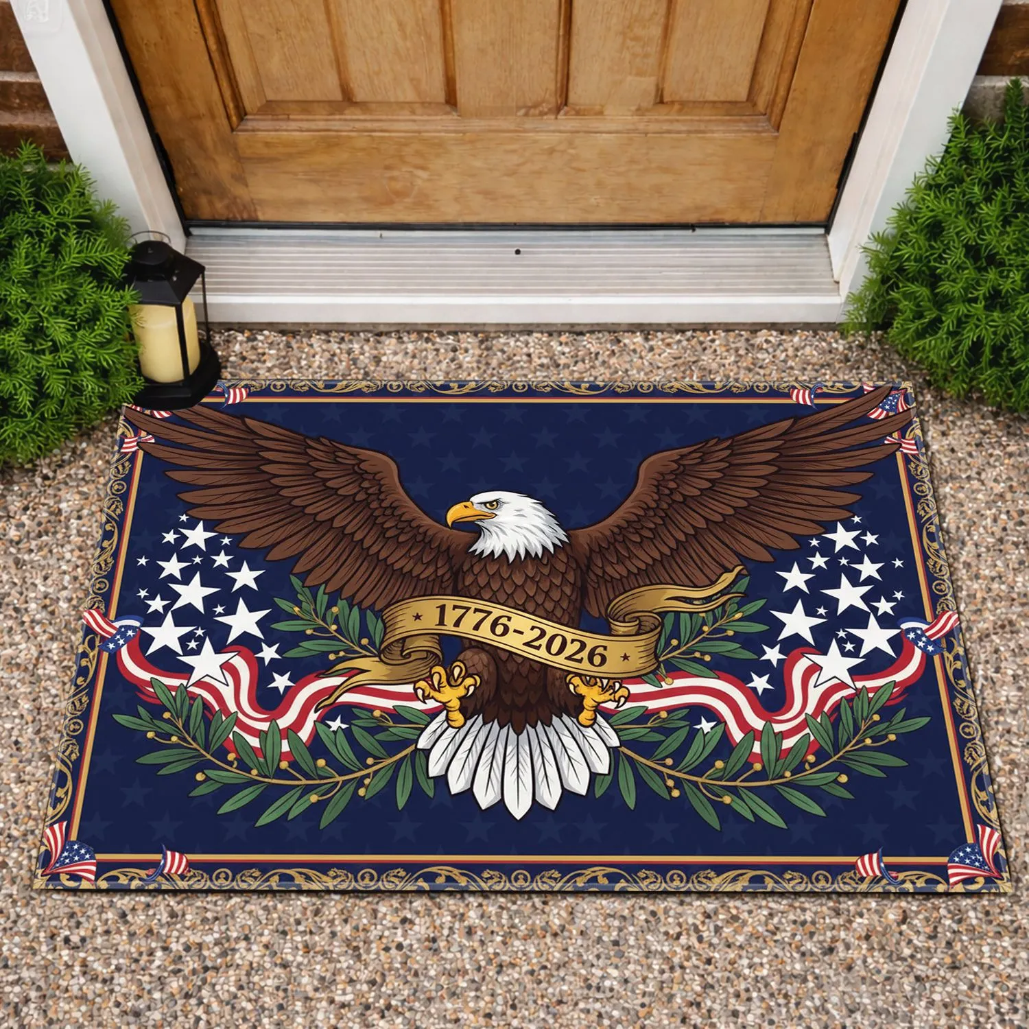 Bald Eagle American Flag 1776-2026 - USA 250th Anniversary Independence Day Gift for Veterans Doormat - 1
