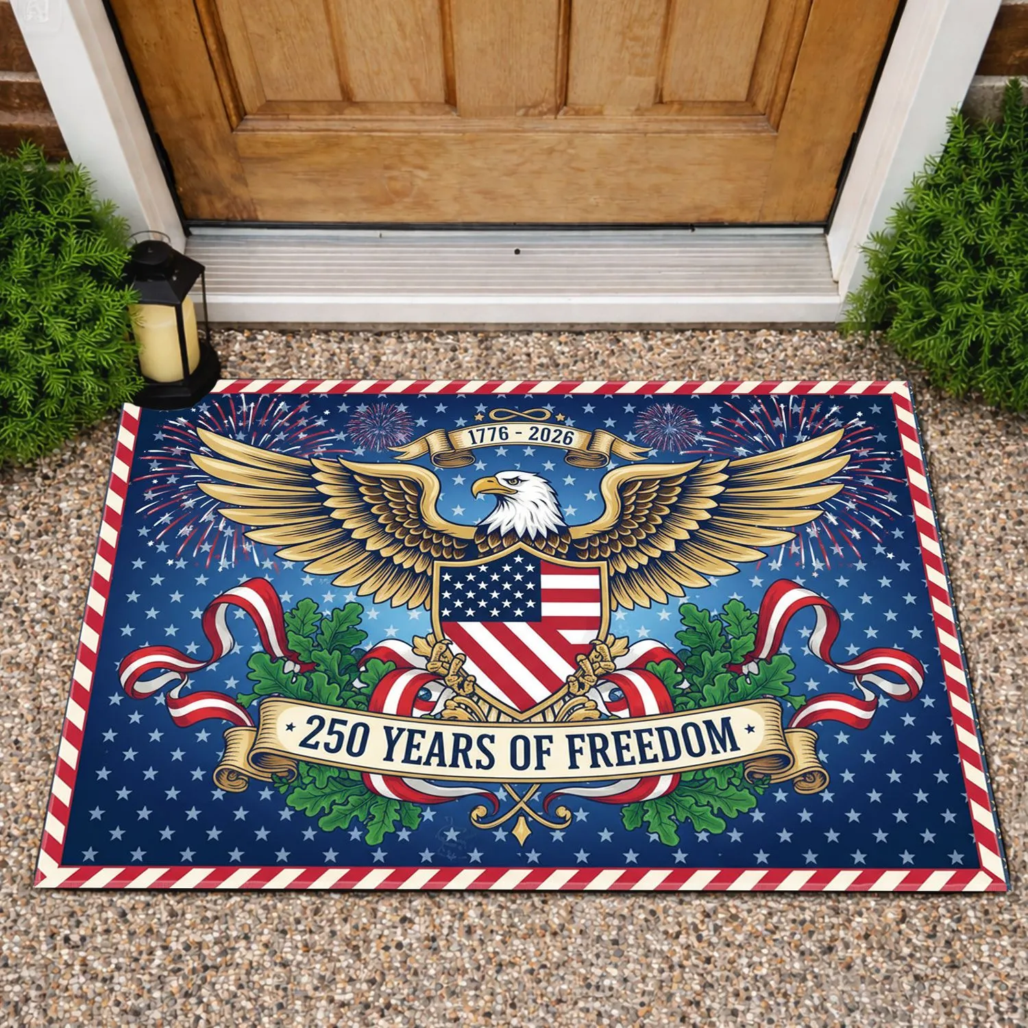 Bald Eagle American Flag 1776-2026 - USA 250 Years of Freedom Patriotic Gift Doormat - 1