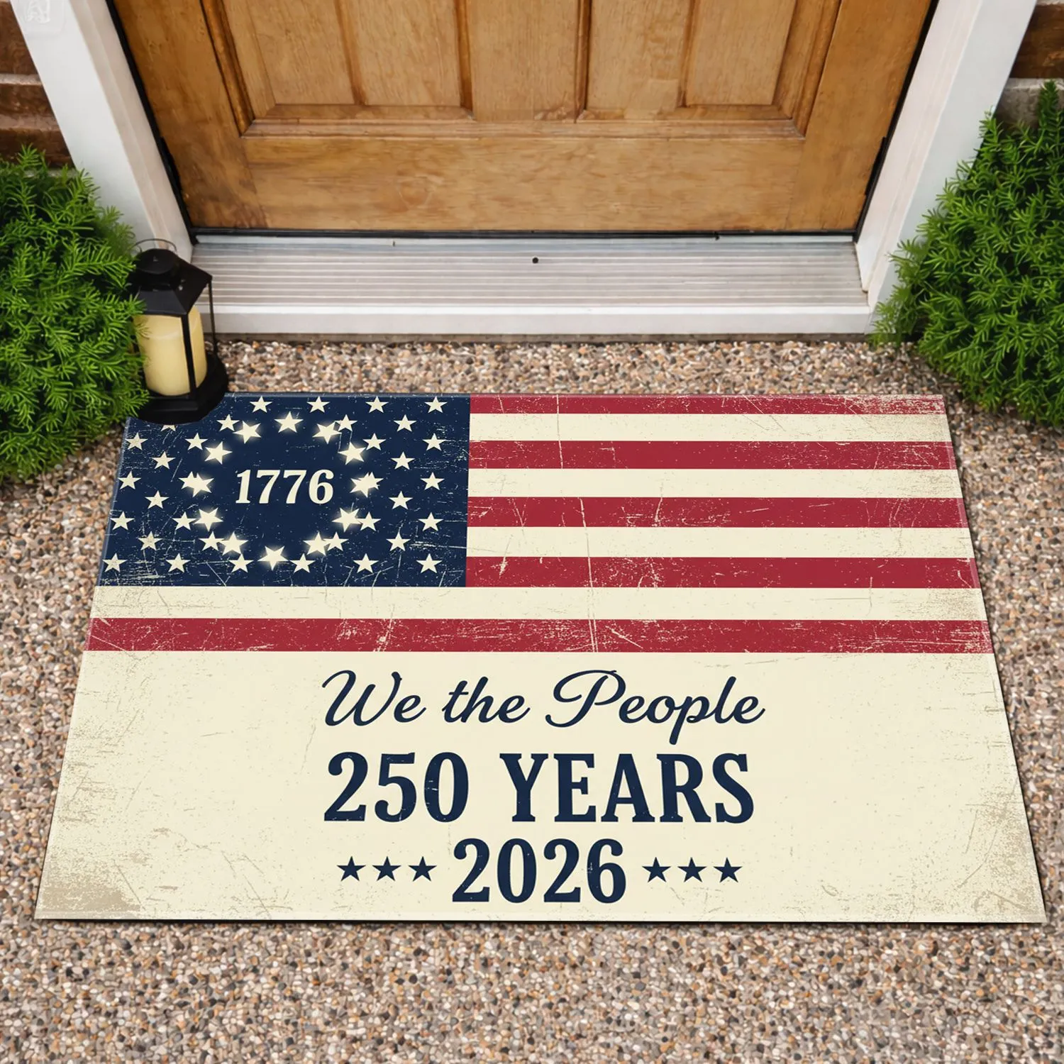 We The People Distressed Flag 1776-2026 - USA 250th Anniversary Patriotic Gift for Veterans Doormat - 1