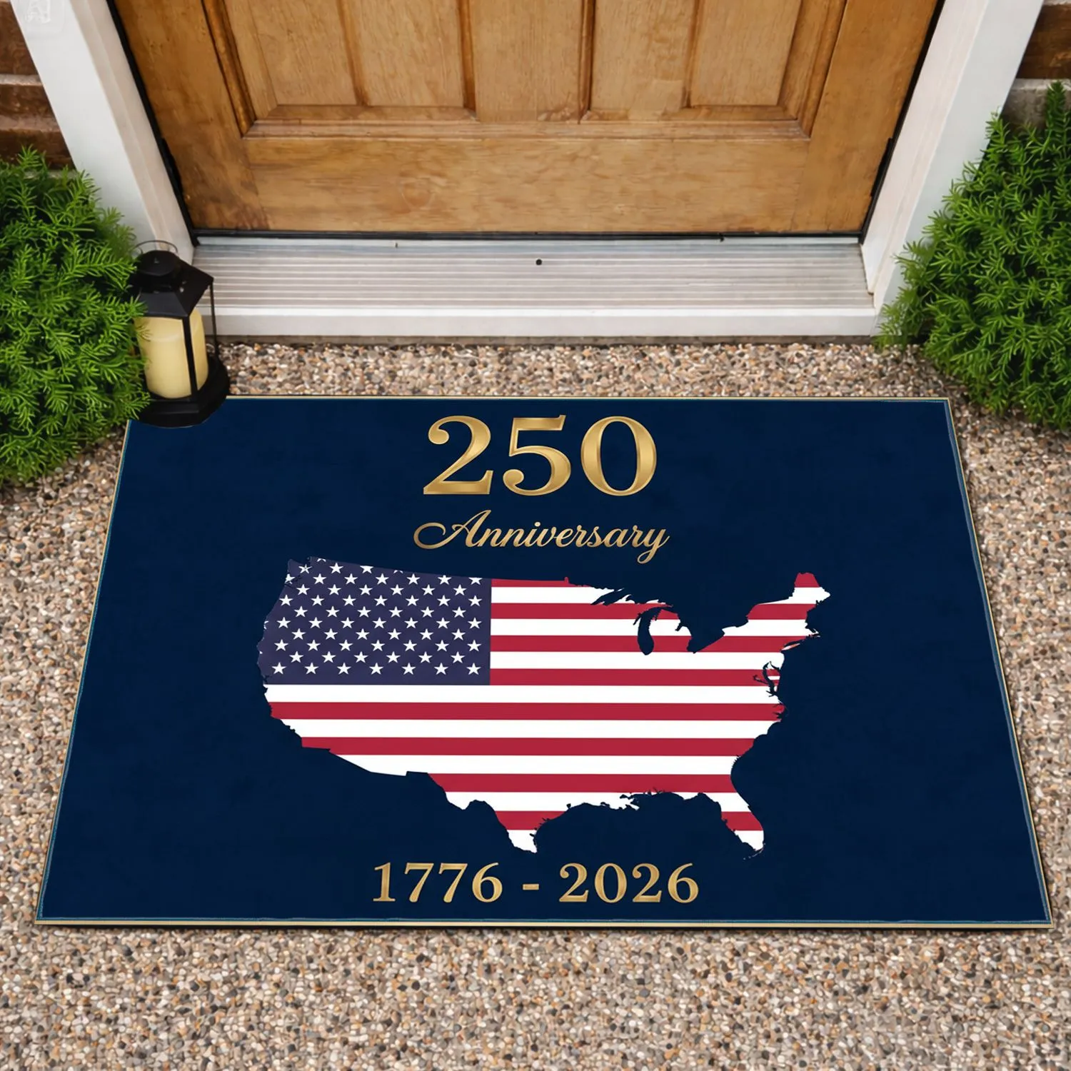Patriotic USA 250th Anniversary American Flag Map 1776-2026 Doormat - 1
