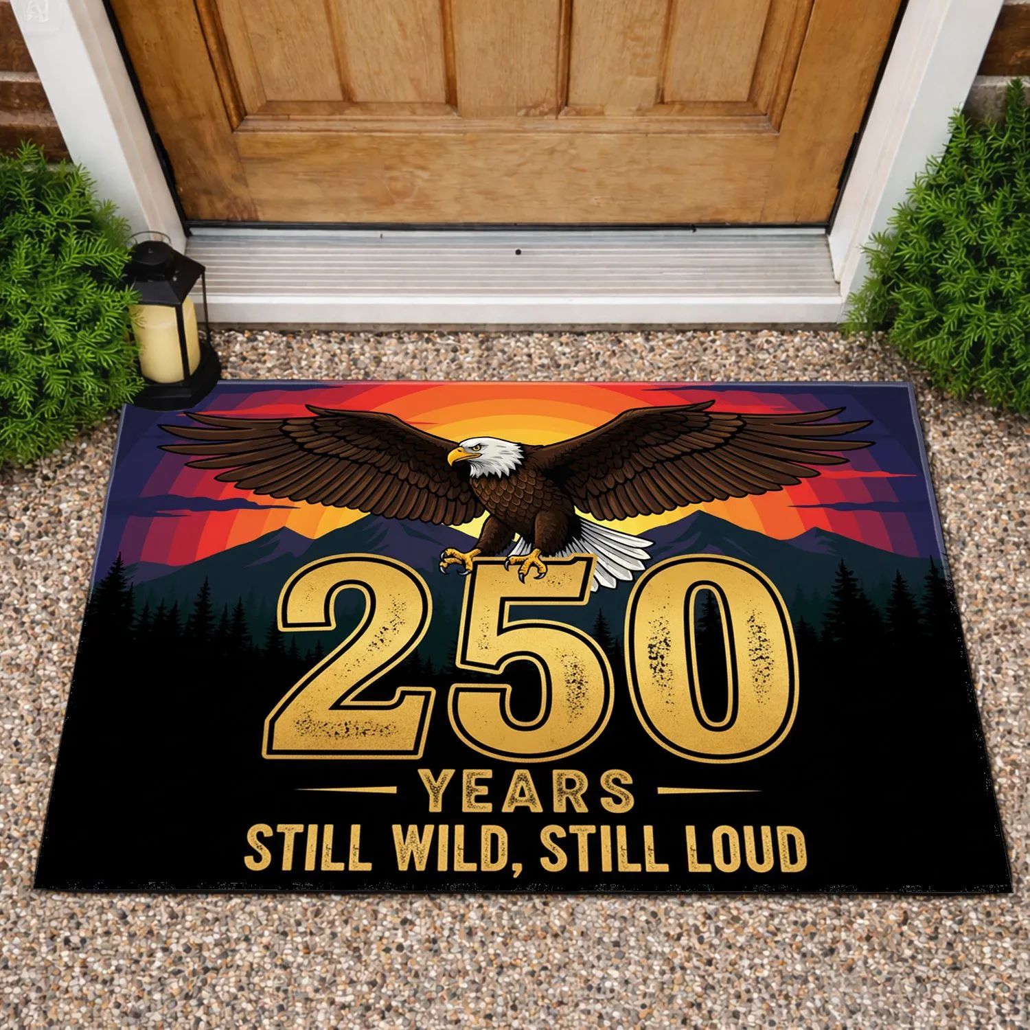 Bald Eagle 250 Years Still Wild Loud - USA 1776-2026 American Anniversary Gift Doormat - 1