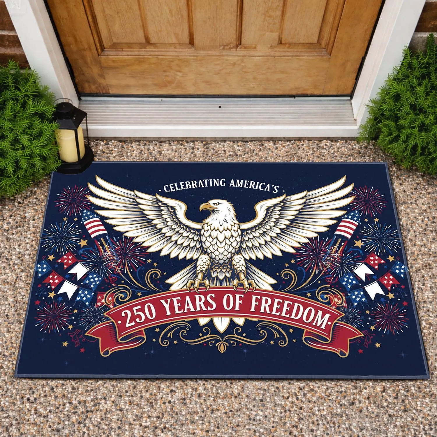 Bald Eagle American Flag Patriotic 1776-2026 - Celebrating America's 250 Years of Freedom Doormat - 1