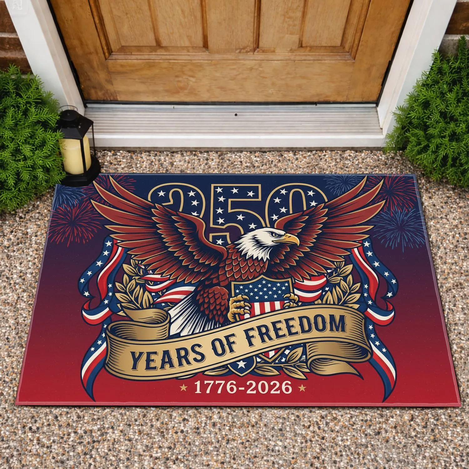 Bald Eagle American Flag 1776-2026 - USA 250th Anniversary Independence Day Patriotic Gift Doormat - 1