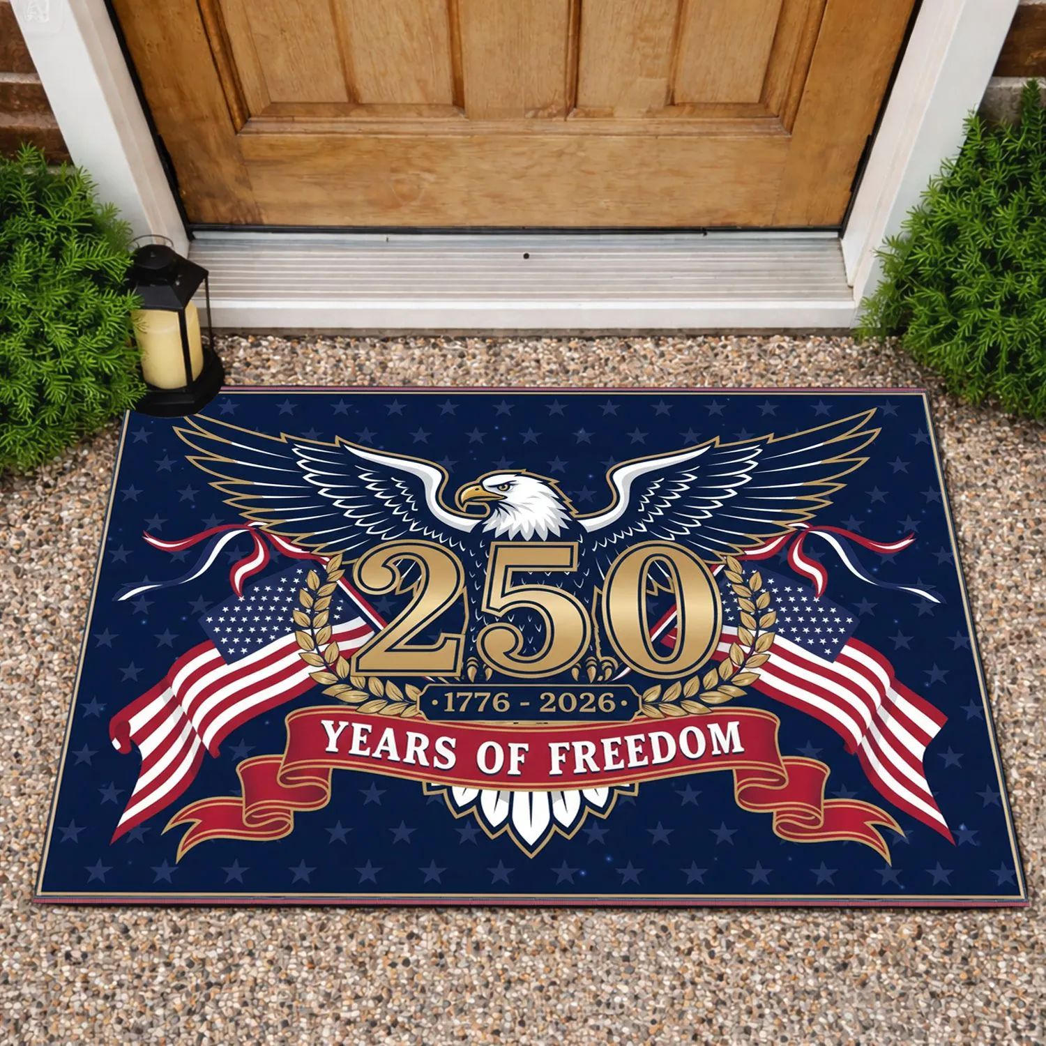 Bald Eagle American Flag 1776-2026 Patriotic - USA 250th Anniversary Years of Freedom Doormat - 1