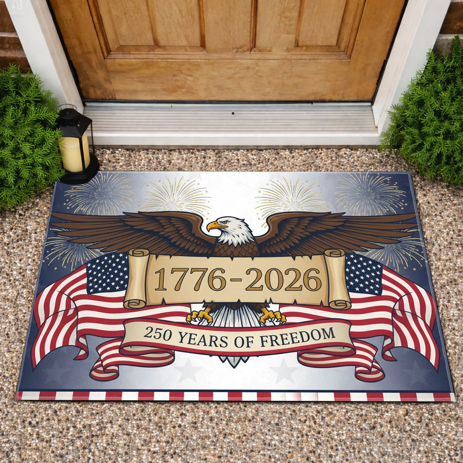 Bald Eagle American Flag 1776-2026 - USA 250 Years of Freedom Anniversary Doormat - 1