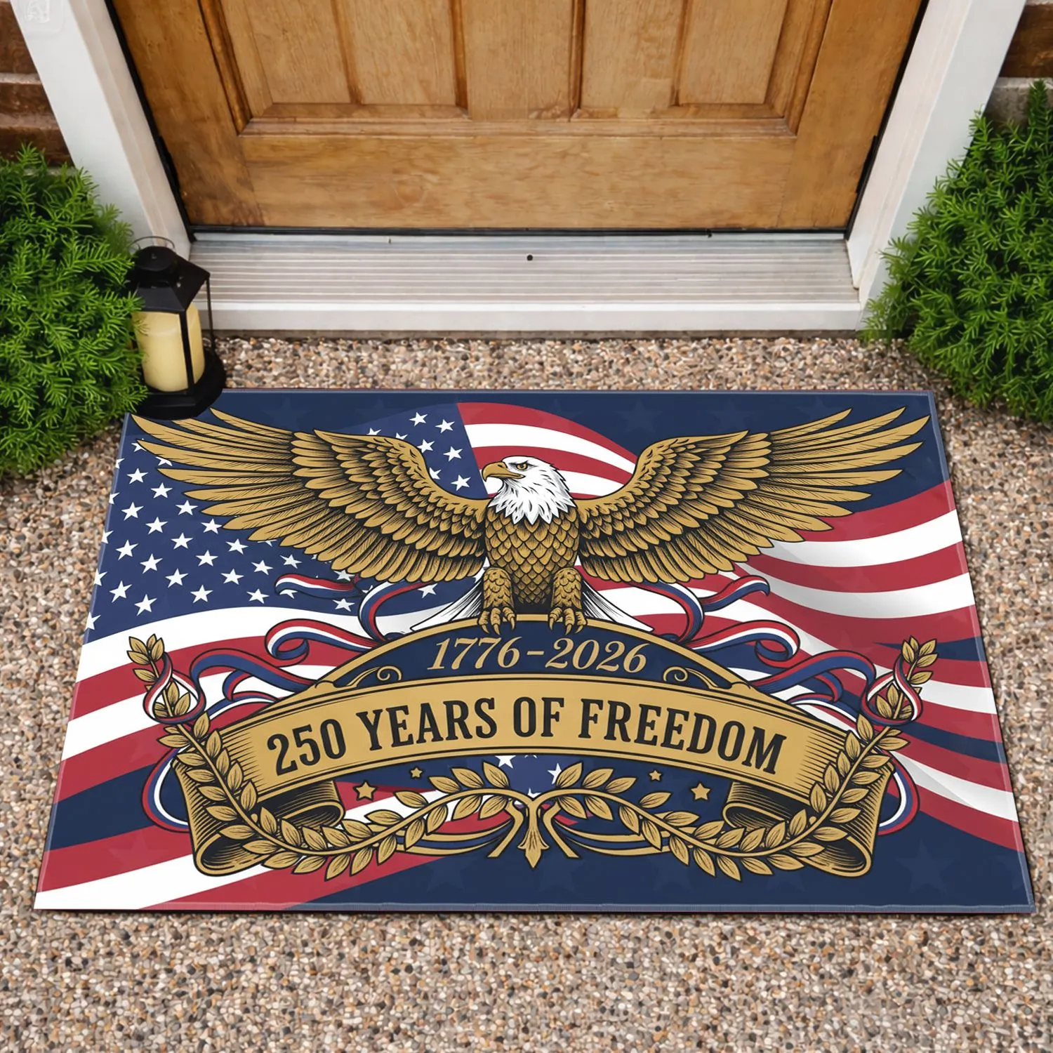 Bald Eagle American Flag 1776-2026 - USA 250th Anniversary Years of Freedom Art Doormat - 1