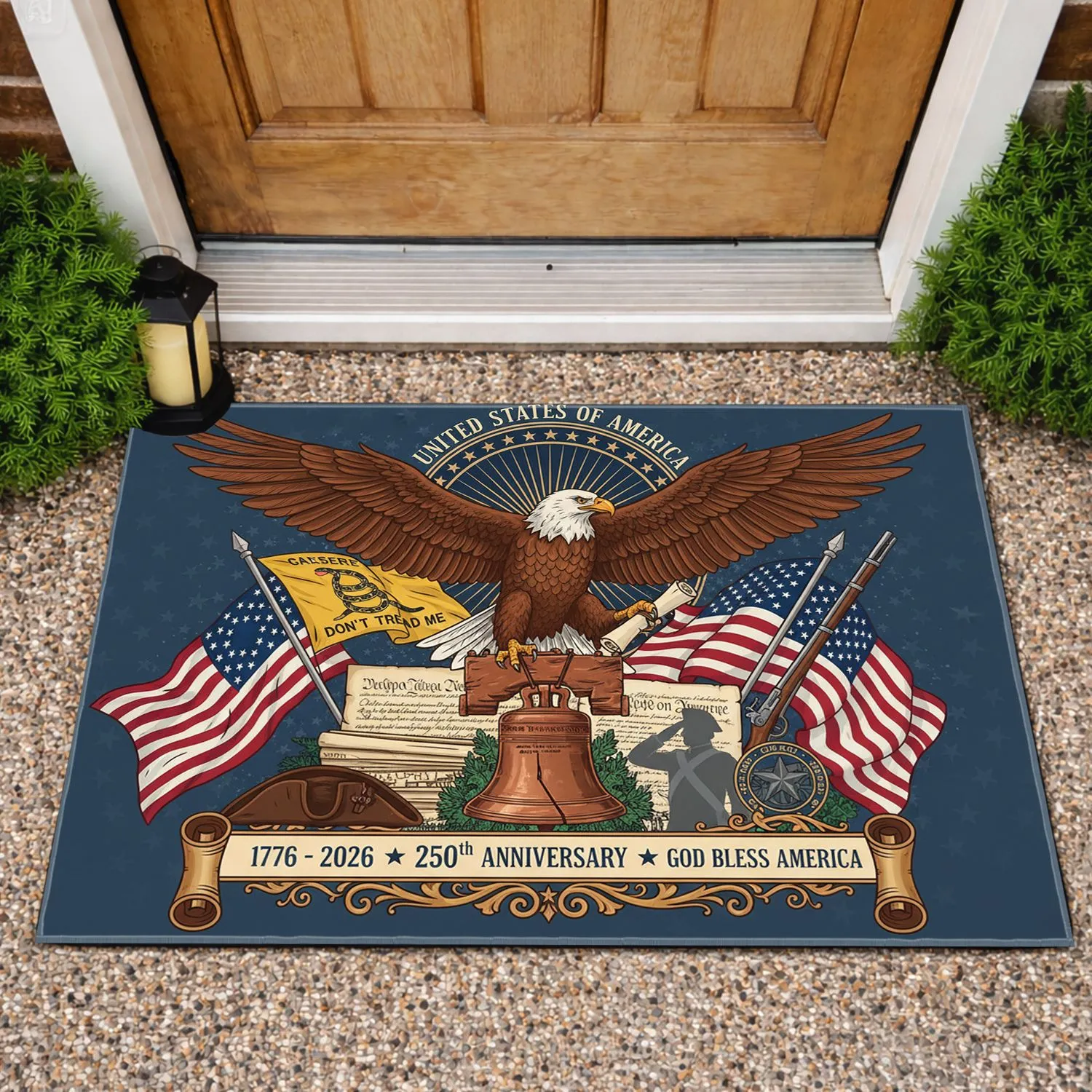 Bald Eagle American Flag 1776-2026 - USA 250th Anniversary Independence Day Gift for Veterans Doormat - 1