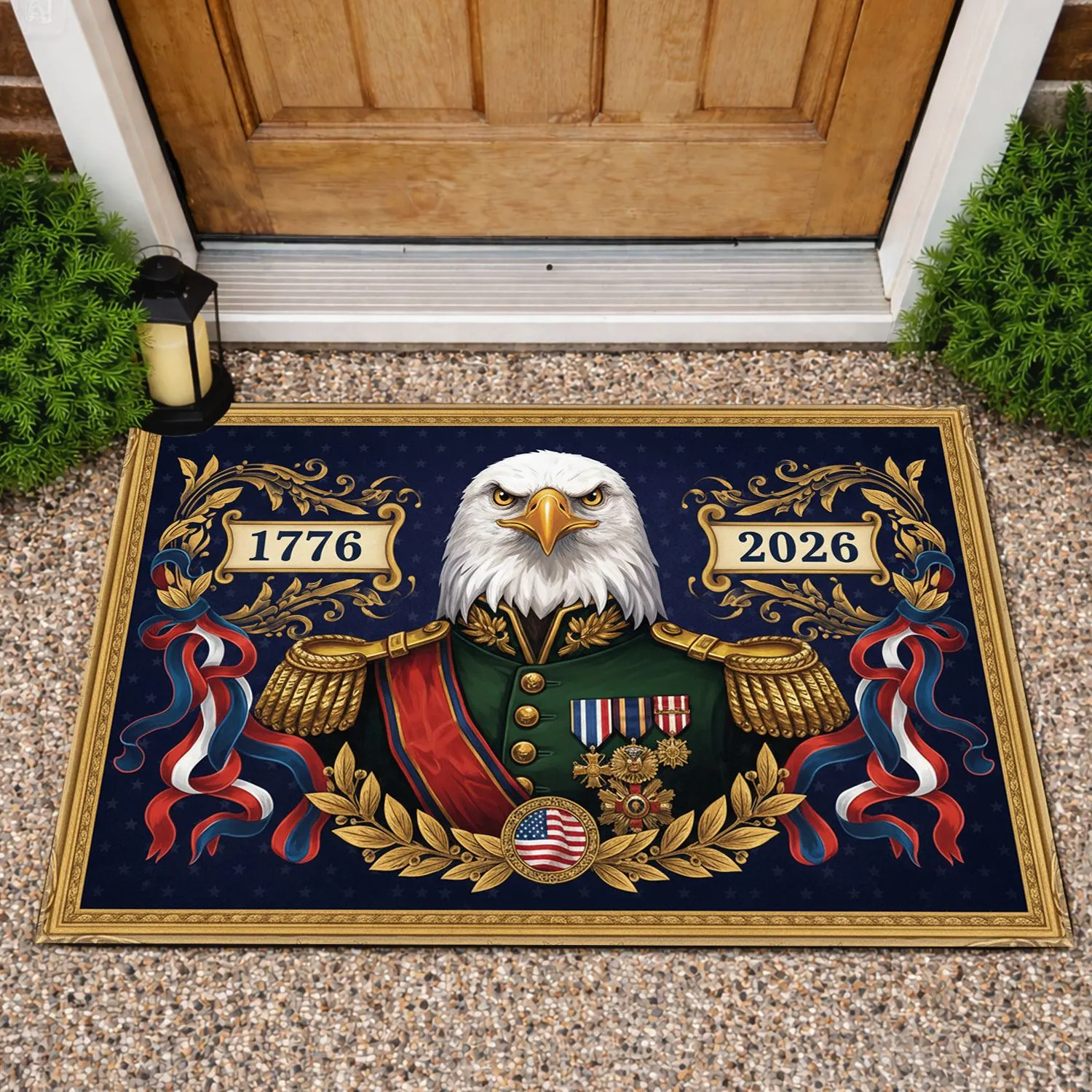 Bald Eagle Military Uniform 1776-2026 - USA 250th Anniversary Patriotic For Veterans Doormat - 1