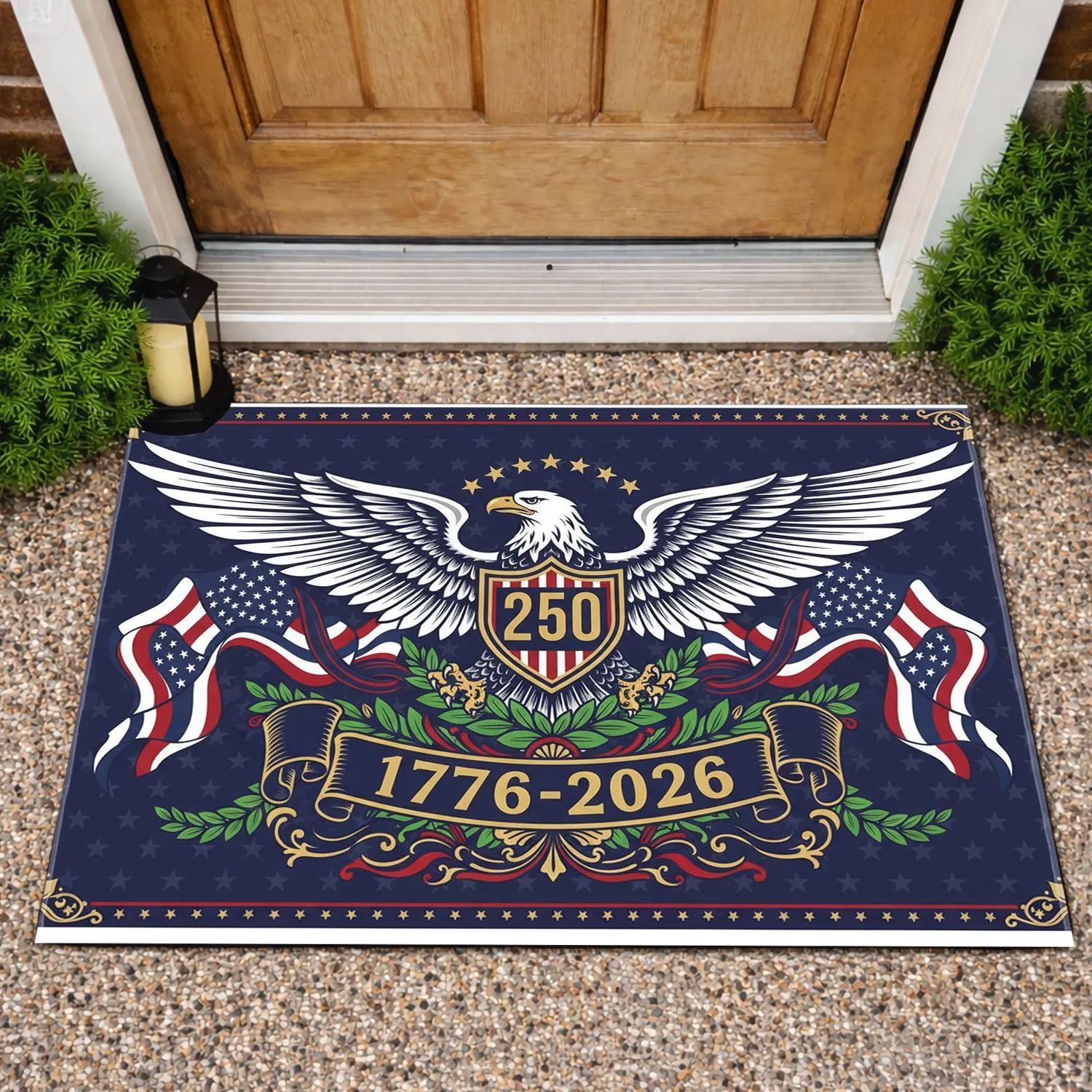 Bald Eagle American Flag 1776-2026 - USA 250th Anniversary Patriotic Gift for Veterans Doormat - 1