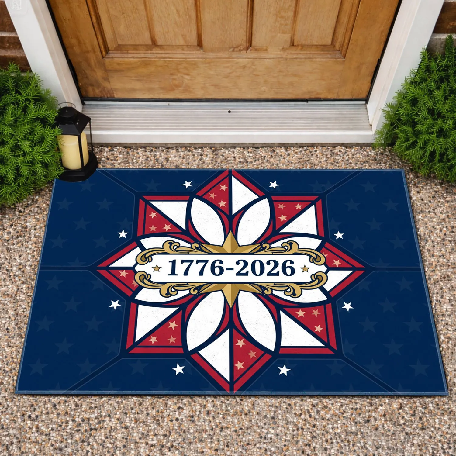 Patriotic Star Emblem 1776-2026 - USA 250th Anniversary Independence Day Celebration Doormat - 1