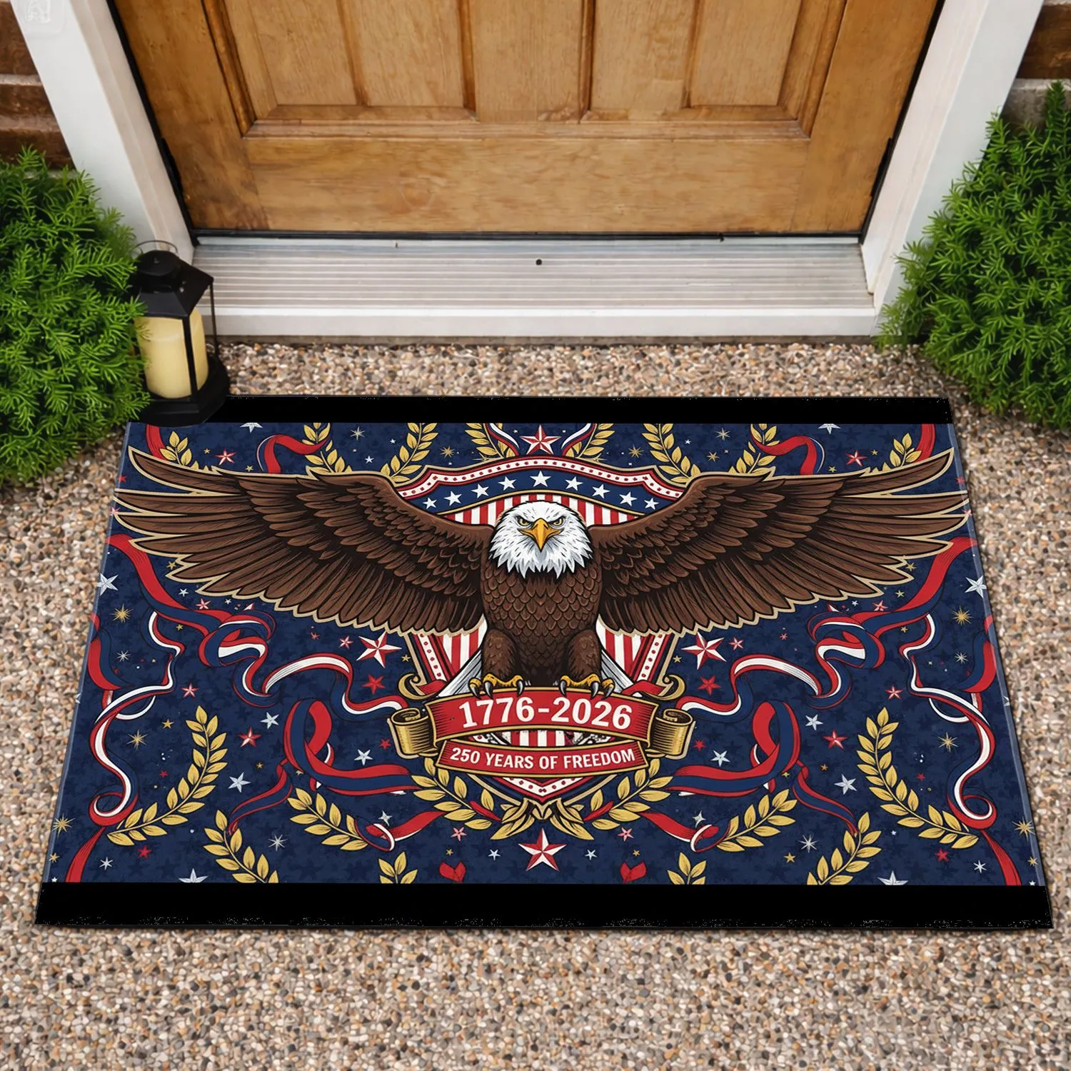 Bald Eagle Patriotic Shield 1776-2026 - USA 250 Years of Freedom Independence Day Doormat - 1