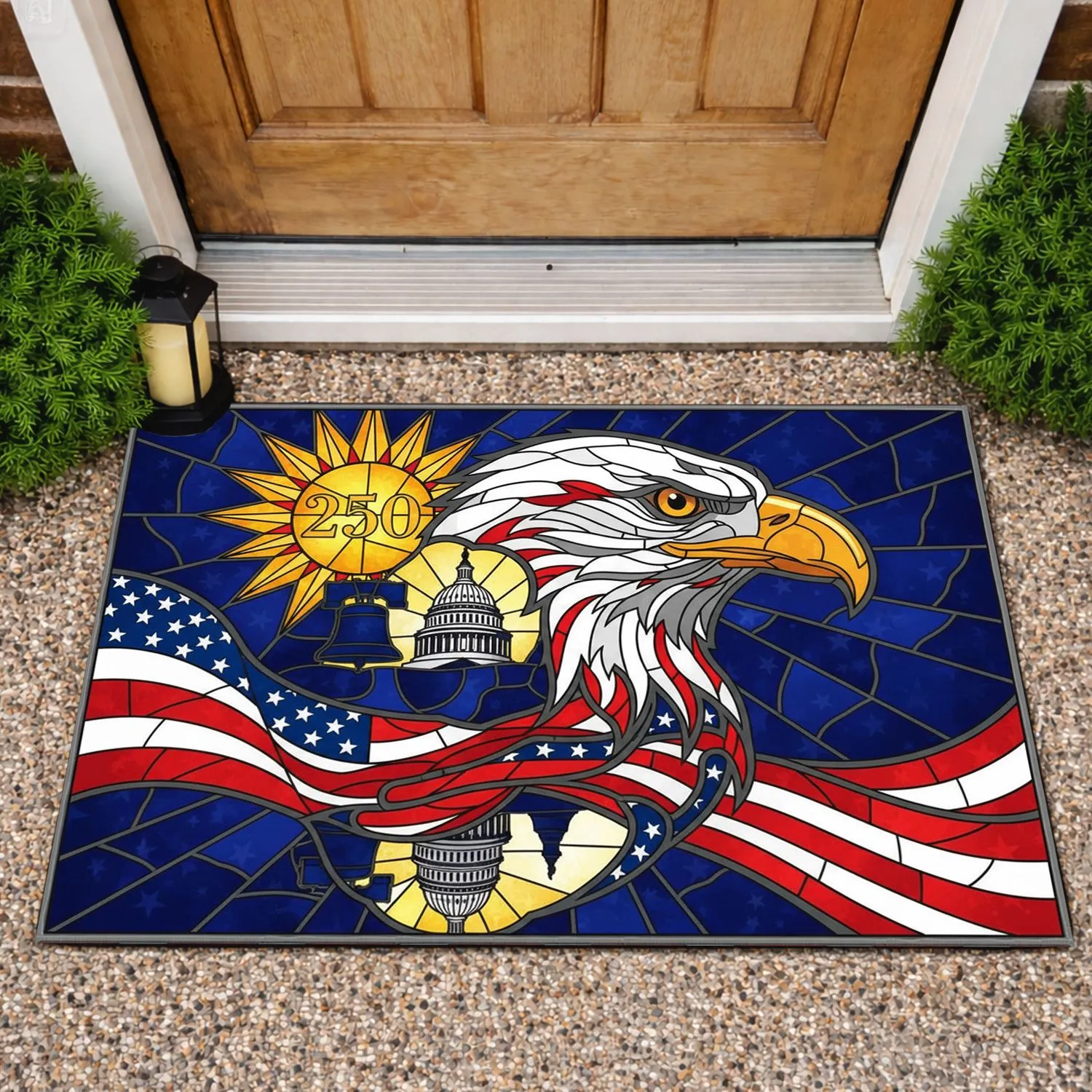 Bald Eagle American Flag 1776-2026 - USA 250th Anniversary Patriotic Independence Day Doormat - 1