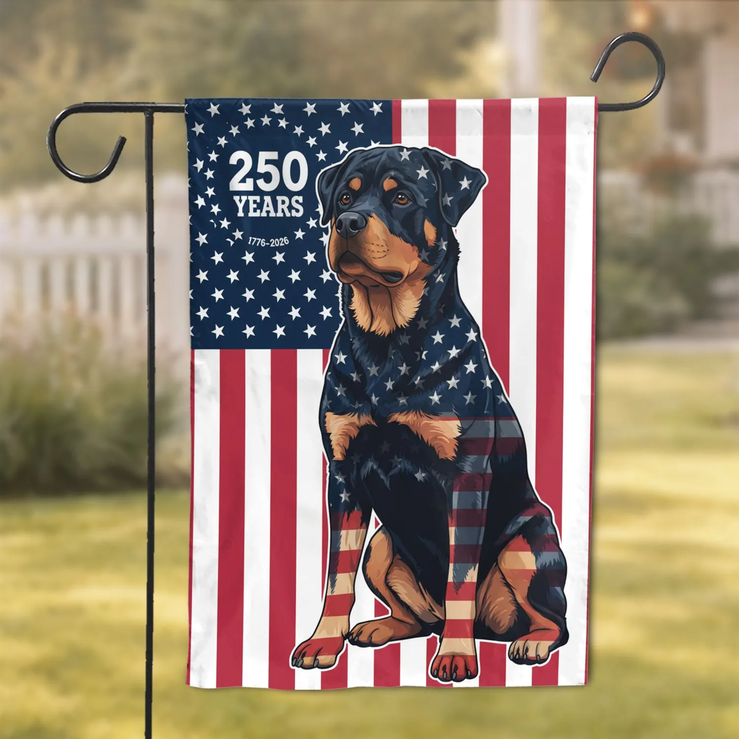 Rottweiler American Flag 1776-2026 - USA 250th Anniversary Independence Day Garden Flag - 1