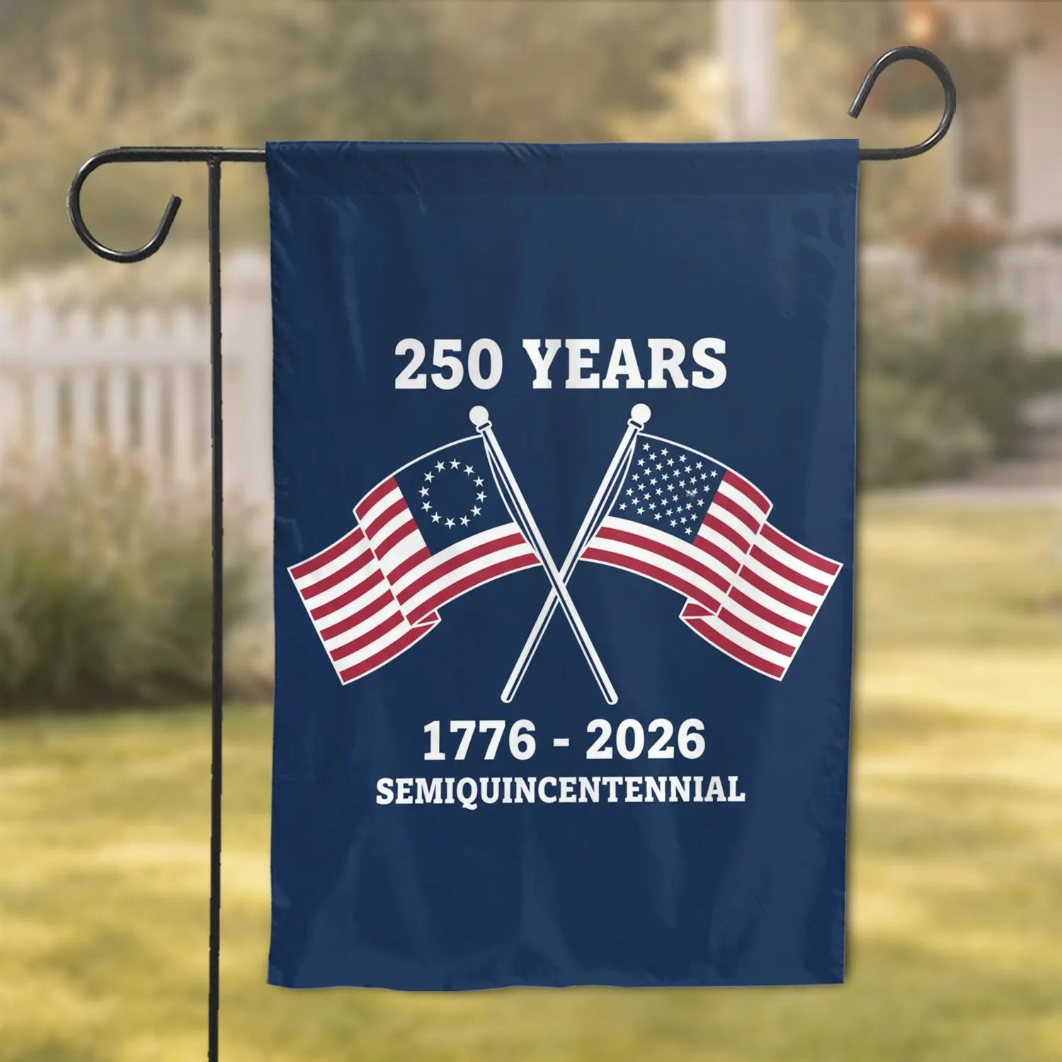 Betsy Ross & 50-Star American Flags - USA 250 Years (1776-2026) Anniversary Heritage Garden Flag - 1
