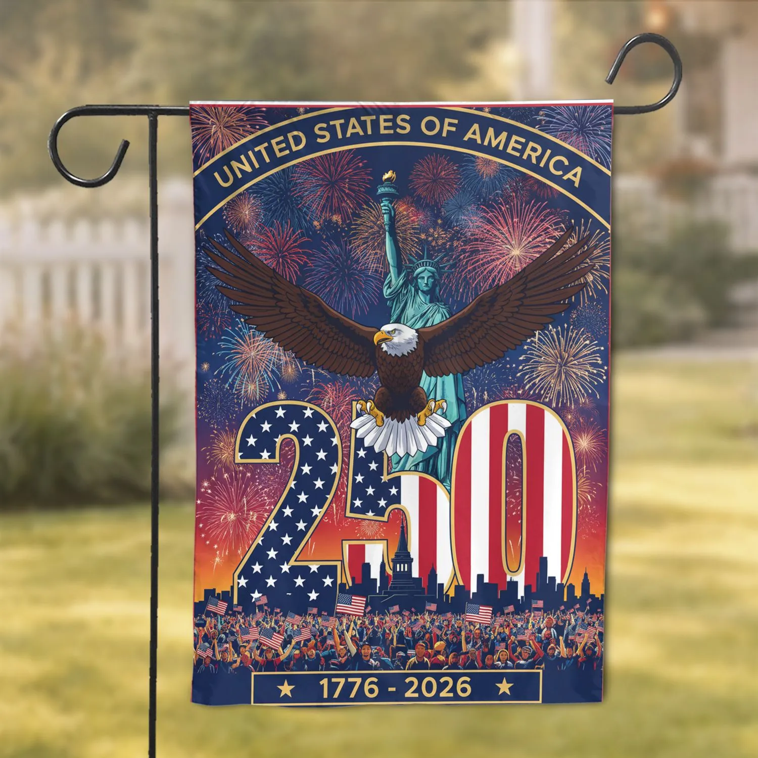 250th Anniversary Bald Eagle Statue of Liberty Flag - USA 1776-2026 Gift for Veterans Garden Flag - 1