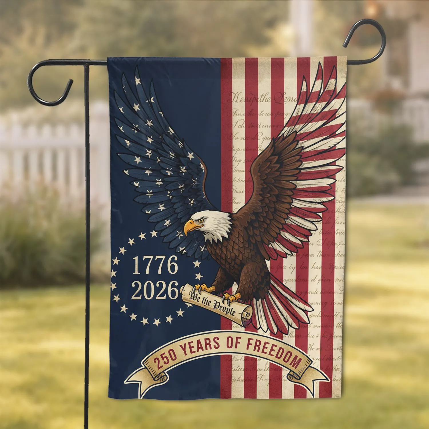 Bald Eagle American Flag 1776-2026 - USA 250th Anniversary Freedom Gift for Veterans Garden Flag - 1