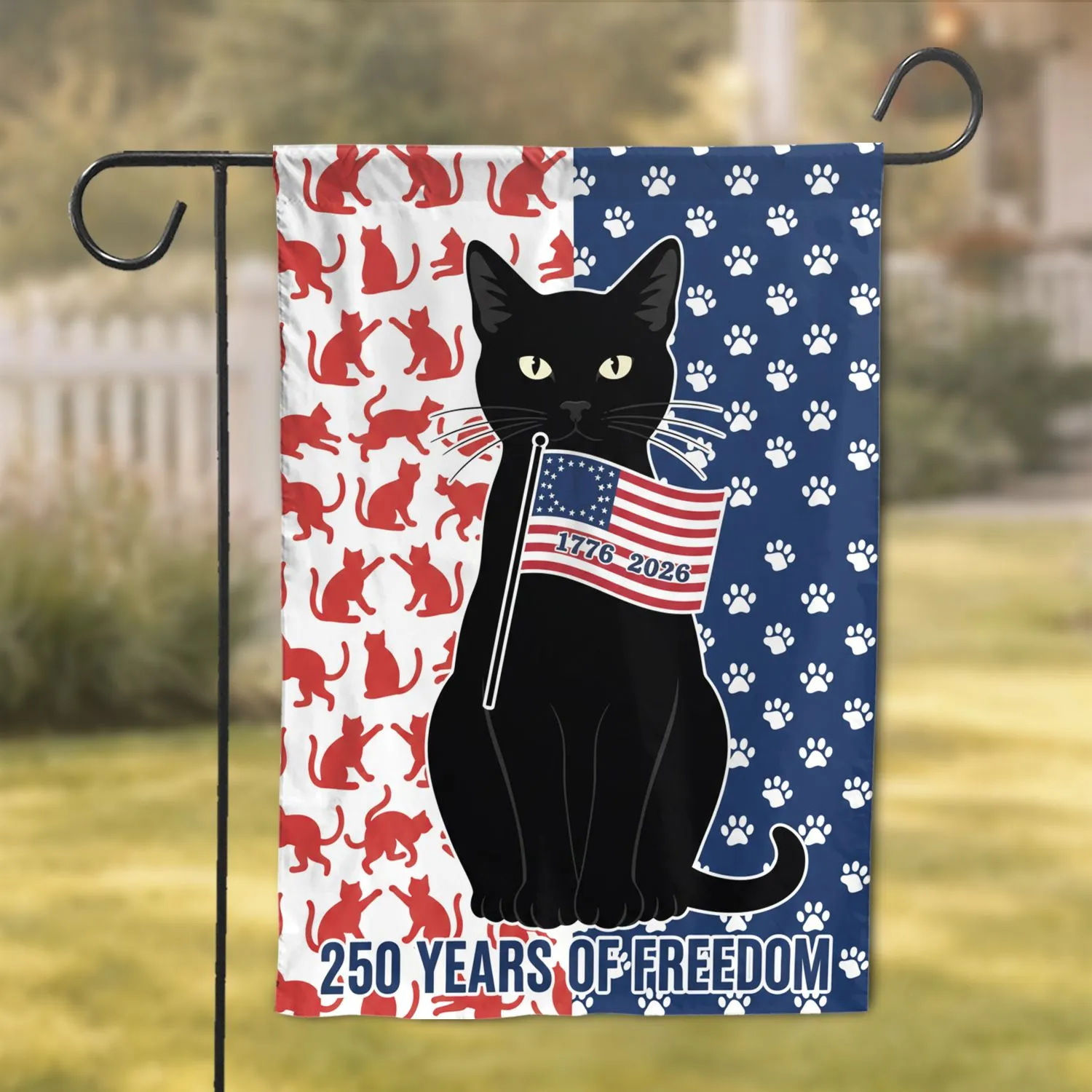 Black Cat Betsy Ross Flag 1776-2026 - USA 250th Anniversary Patriotic Design Garden Flag - 1
