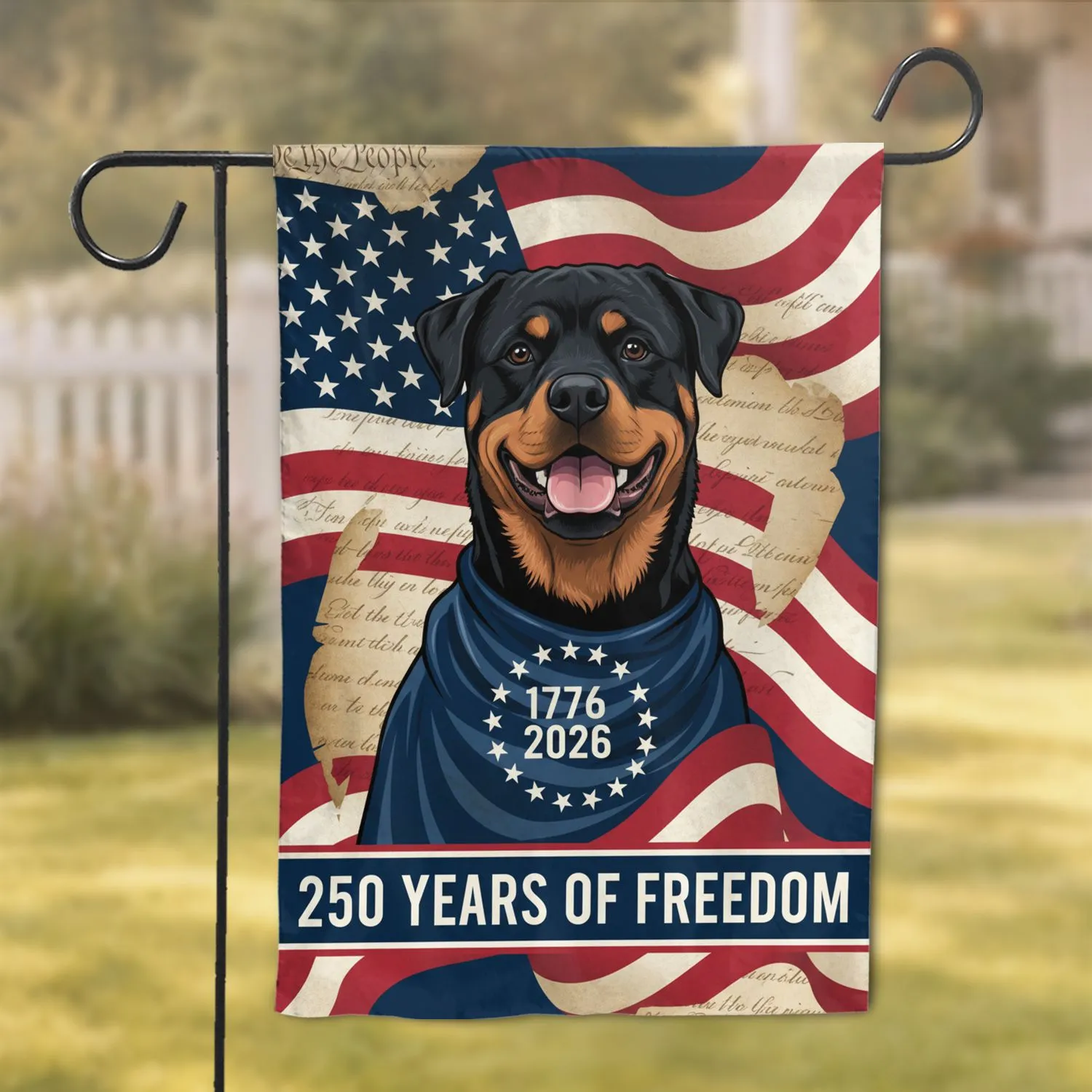 Rottweiler Dog Betsy Ross Flag 1776 Constitution - USA 250th Anniversary Proud American Garden Flag - 1