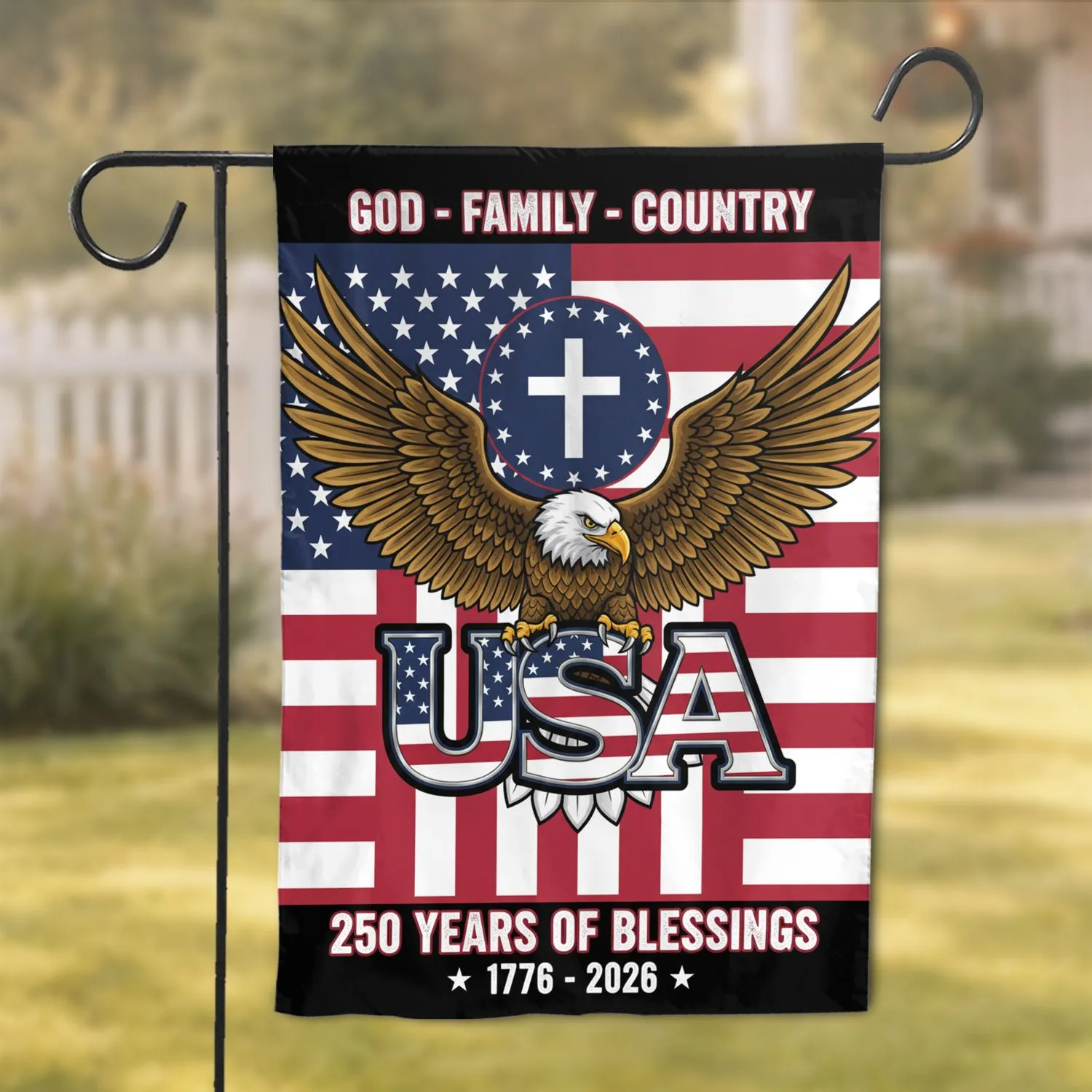 Bald Eagle American Flag 1776-2026 - USA 250th Anniversary God Family Country Garden Flag - 1
