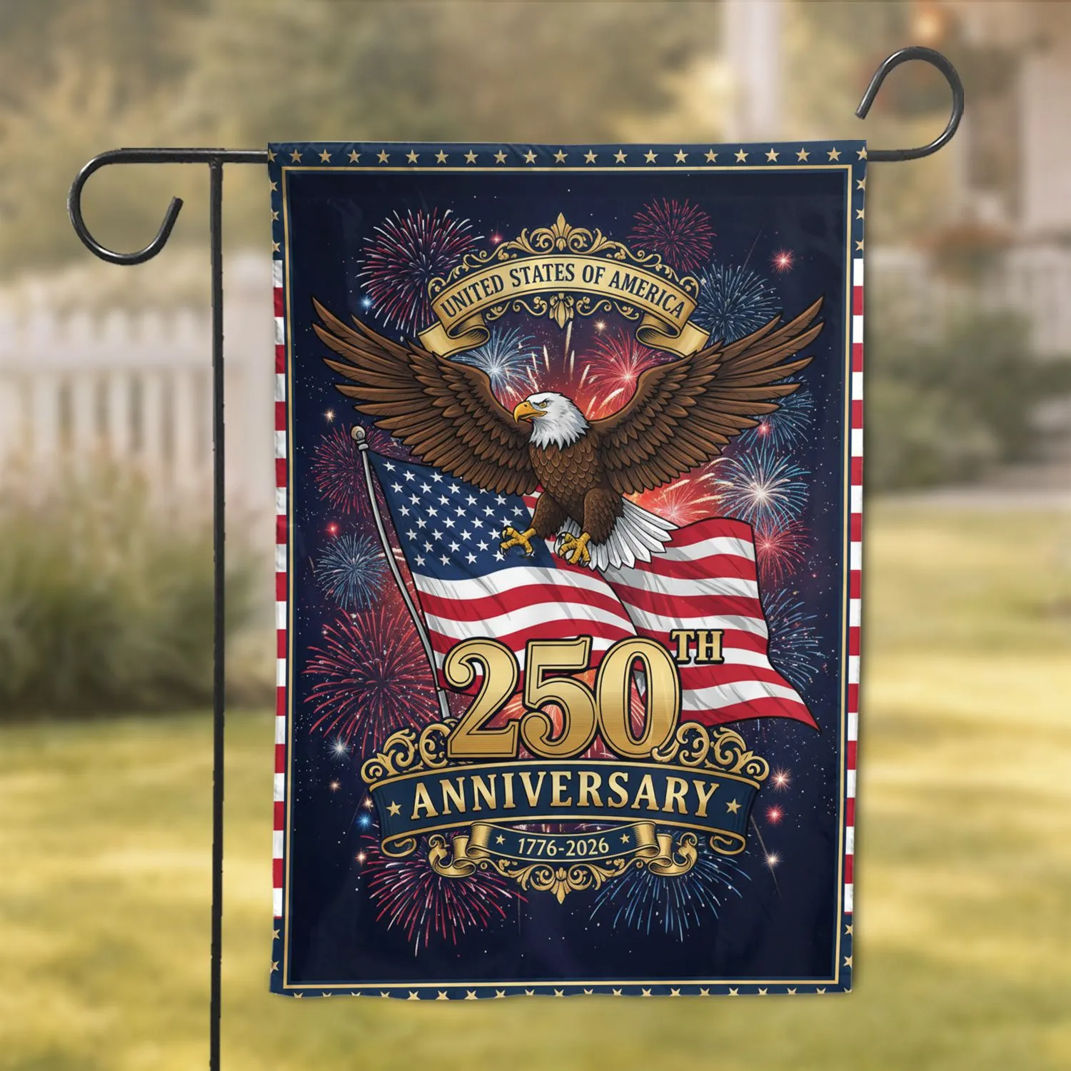 Bald Eagle American Flag 1776-2026 - USA 250th Anniversary Independence Day Garden Flag - 1