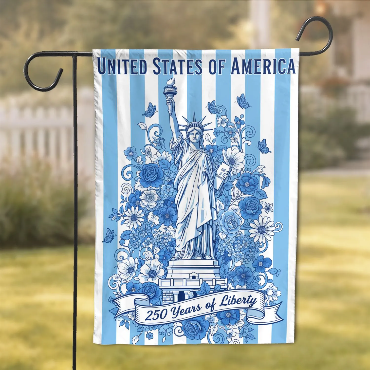 Statue of Liberty UNITED STATES OF AMERICA 250 Years of Liberty (1776-2026) Patriotic Art Garden Flag - 1