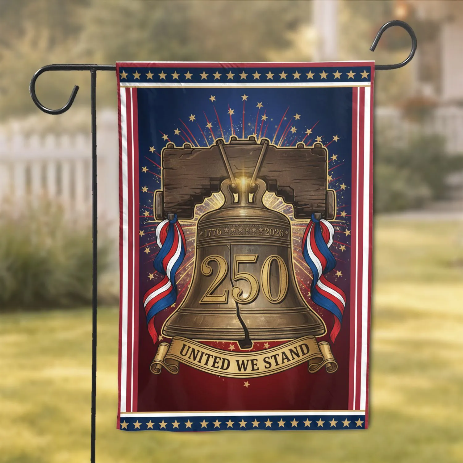 Liberty Bell 1776-2026 USA 250th Anniversary United We Stand Patriotic Heritage Garden Flag - 1