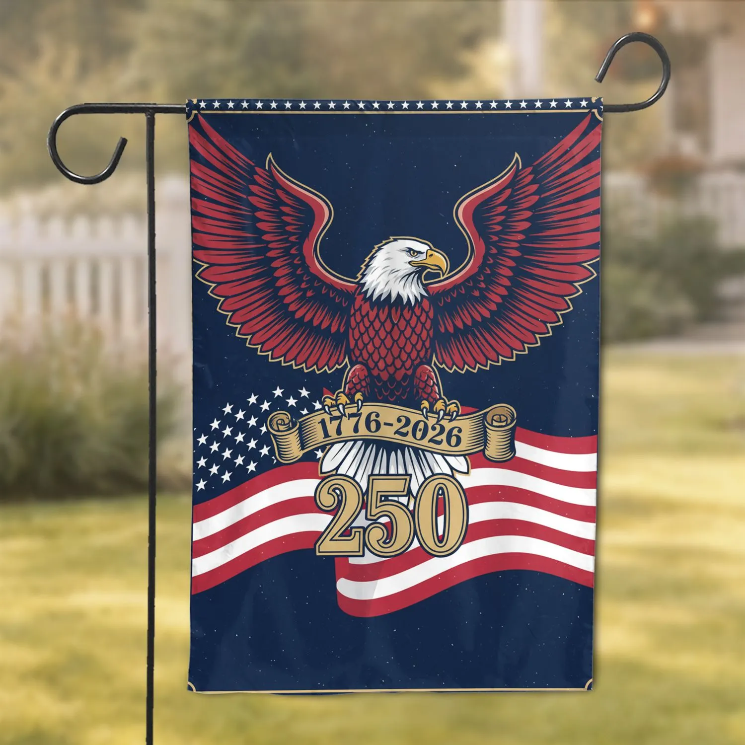 Bald Eagle American Flag 1776-2026 - USA 250th Anniversary Independence Day Gift for Dad Garden Flag - 1