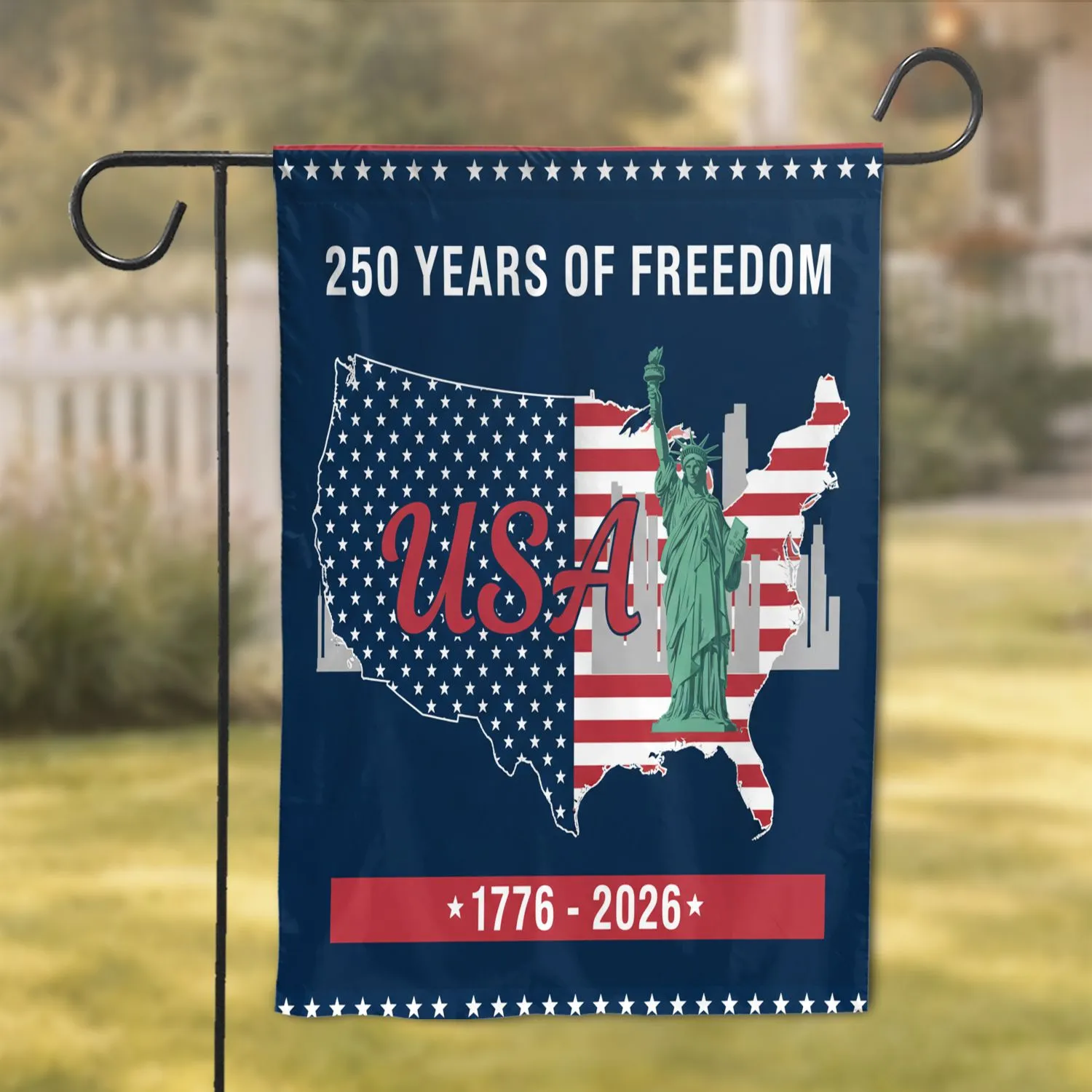 USA Map Statue of Liberty 1776-2026 - America's 250 Years of Freedom Patriotic Garden Flag - 1