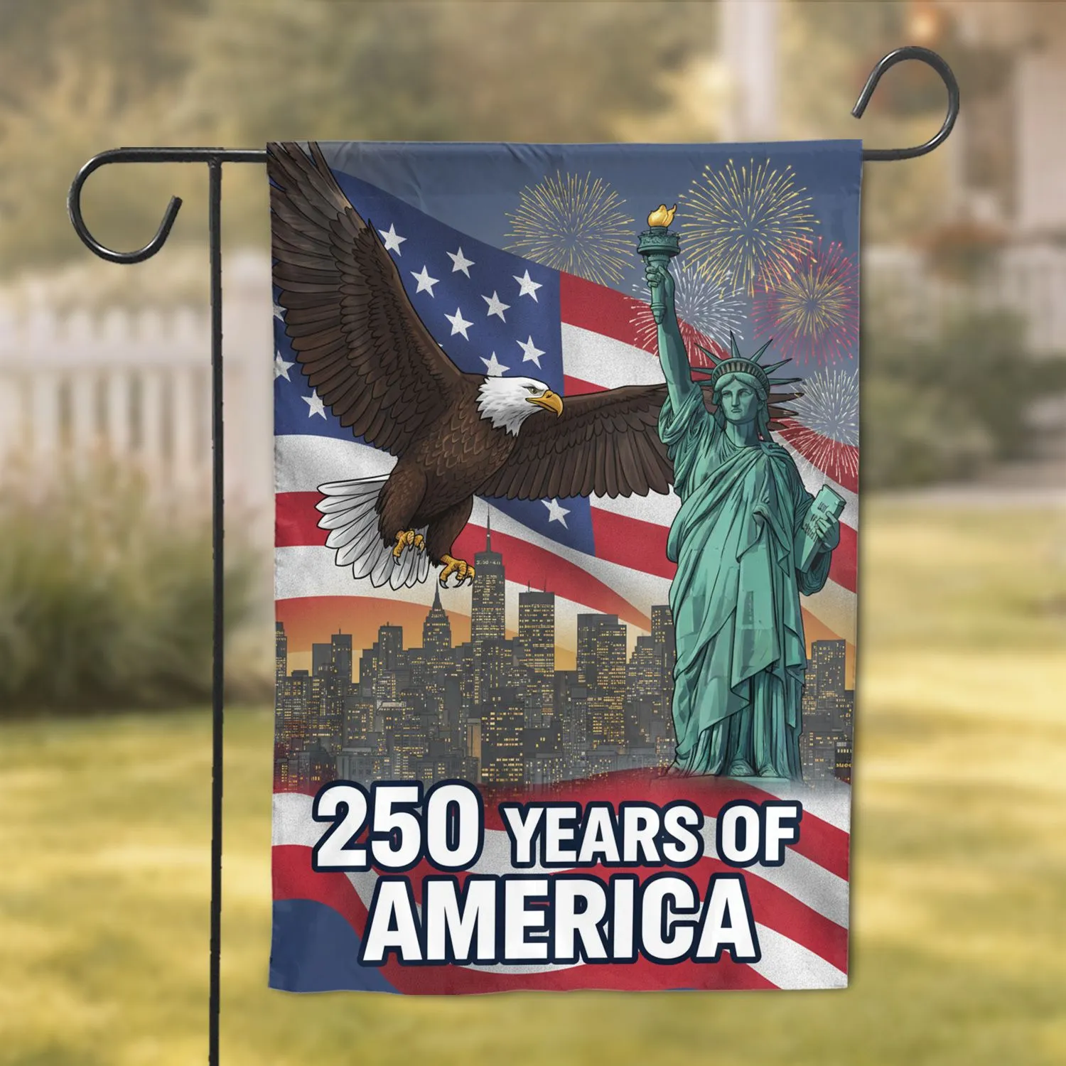 Bald Eagle Statue of Liberty Flag - America 250th Anniversary 1776-2026 Tribute Garden Flag - 1