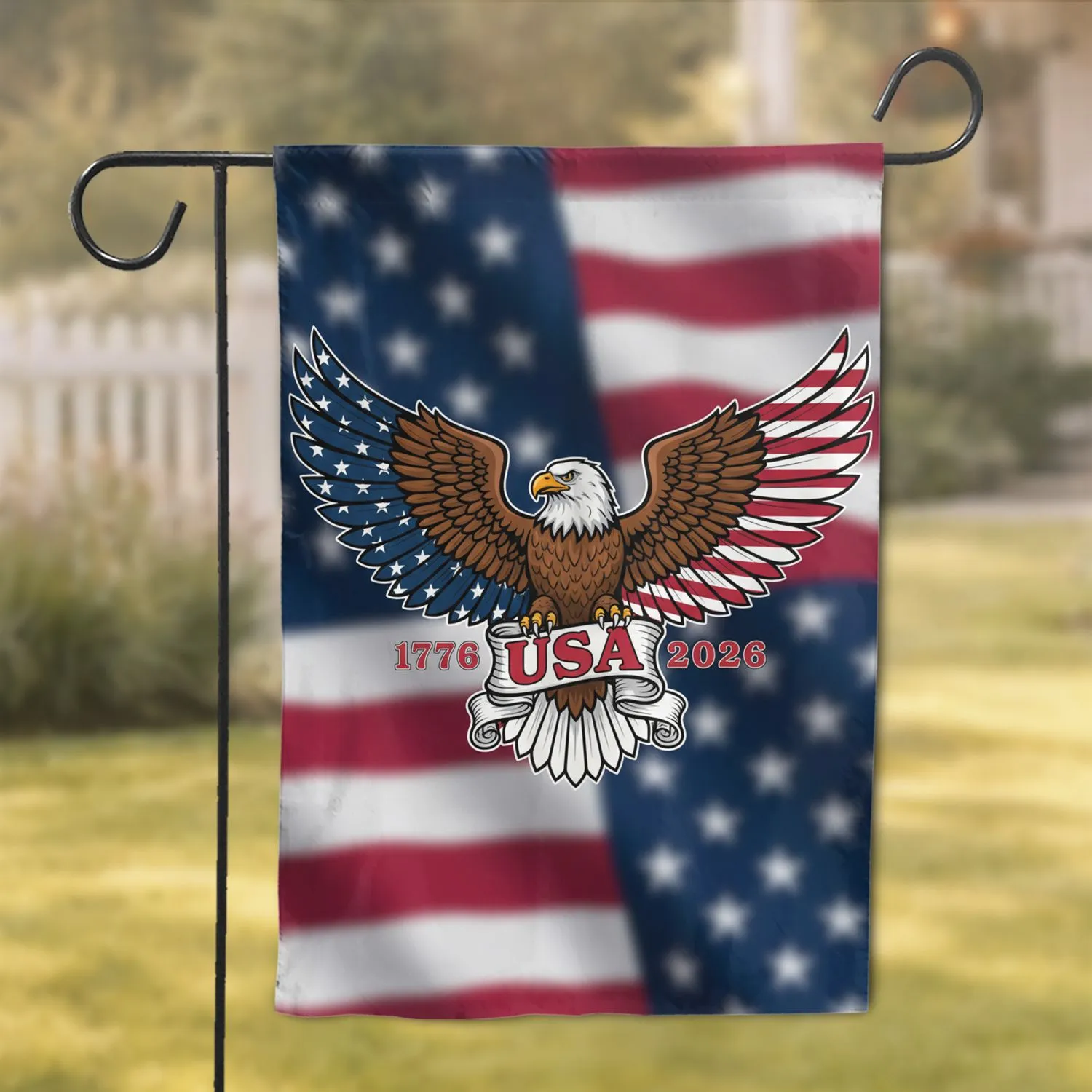 Bald Eagle American Flag 1776-2026 - USA 250th Anniversary Patriotic Independence Day Garden Flag - 1