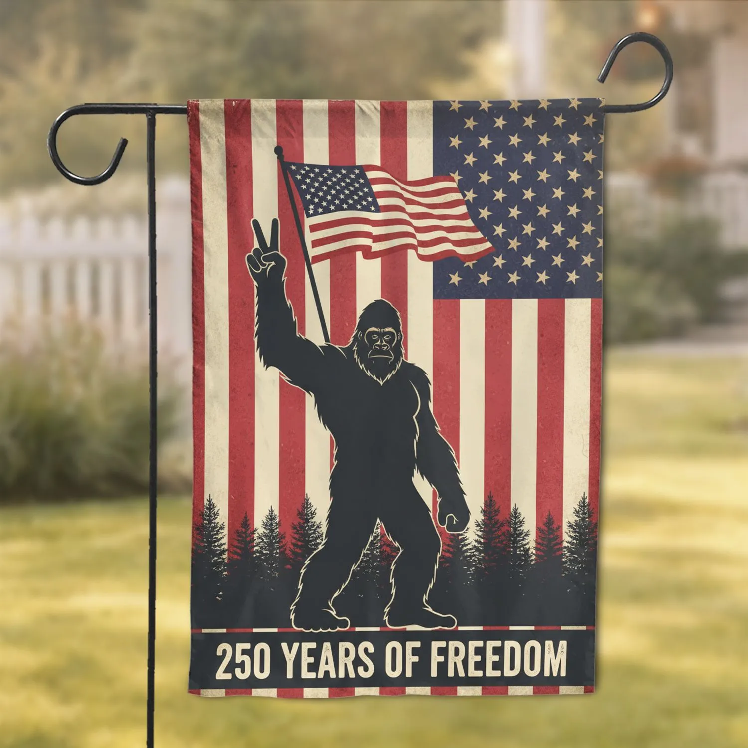 Bigfoot American Flag 250th Anniversary - 250 Years of Freedom Independence Day USA Garden Flag - 1
