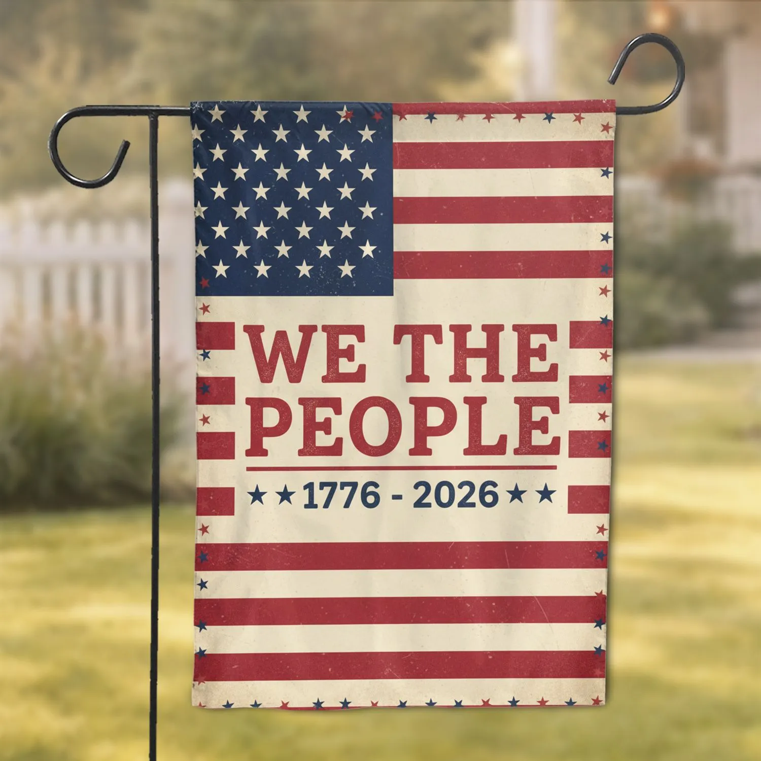We The People Distressed Flag 1776-2026 - USA 250th Anniversary Patriotic Gift for Veterans Garden Flag - 1